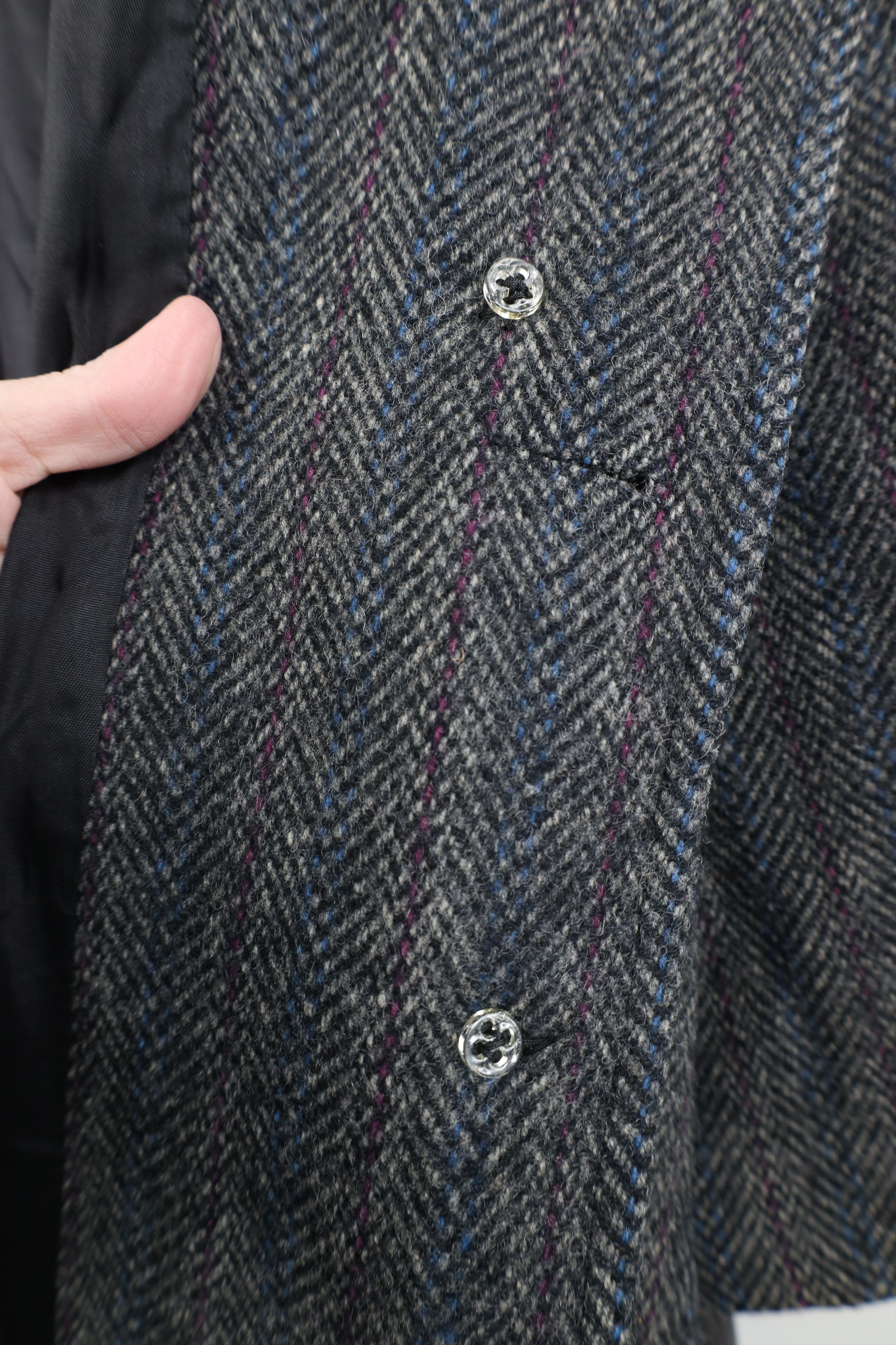Vintage Vintage 70s Streetwear Wool Tweed Herringbone Overcoat USA Size L / US 10 / IT 46 - 12 Thumbnail