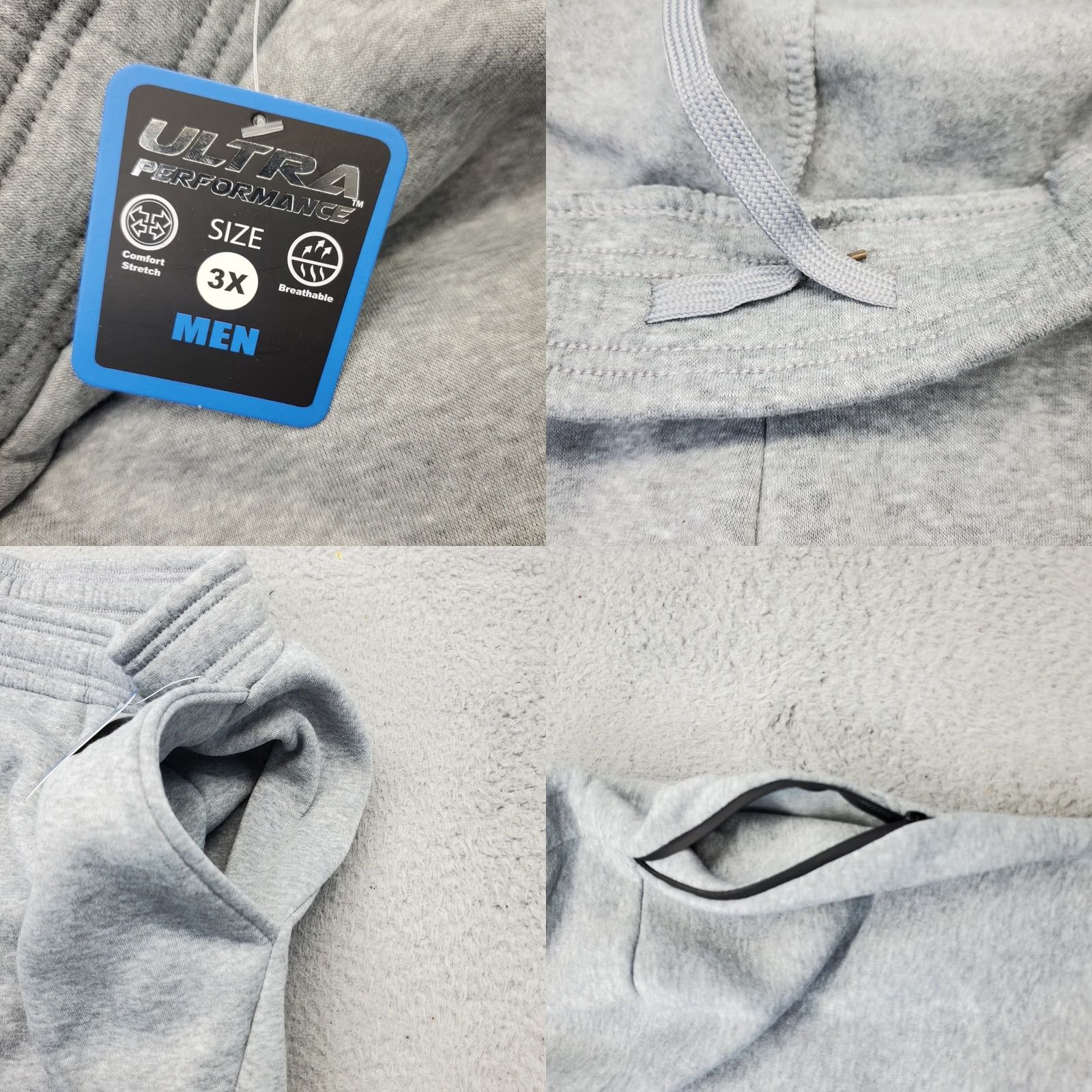Vintage Ultra Performance Sweatpants Mens 3X Gray Tech Fleece Comfort Drawstring Pants Size US 39 - 8 Thumbnail