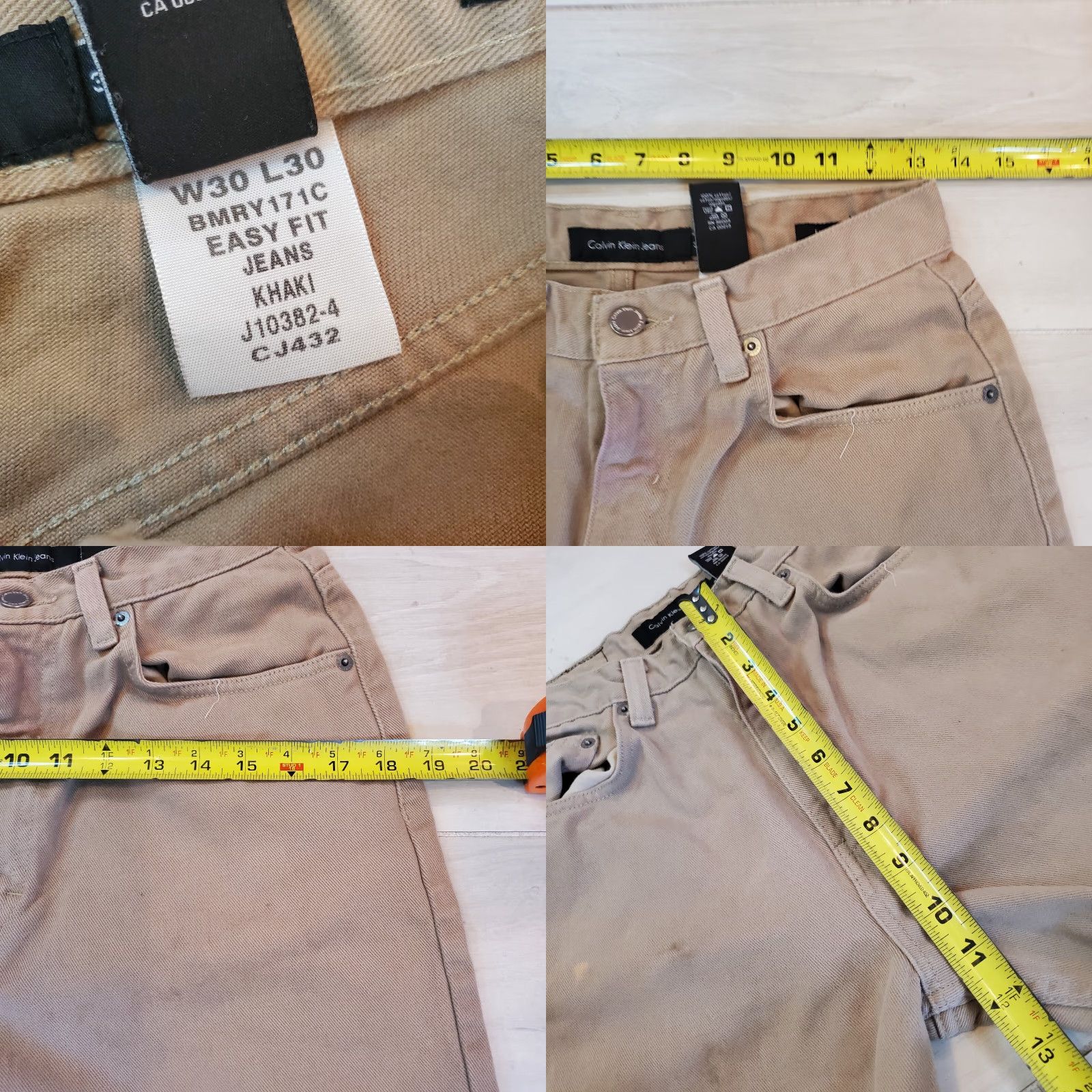 Calvin Klein VINTAGE Calvin Klein Jeans Men Denim Khakis 30x30 Regular Beige 100% Cotton Easy Fit Stained Size US 30 / EU 46 - 8 Thumbnail
