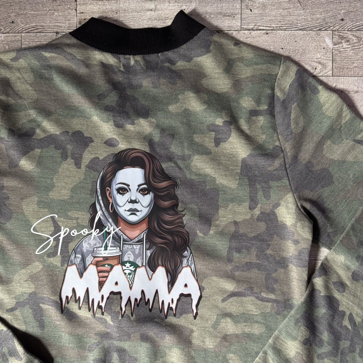 Other Spooky Mama, Coffee & Halloween, Camo Bomber Style Jacket Size S / US 4 / IT 40 - 18 Thumbnail