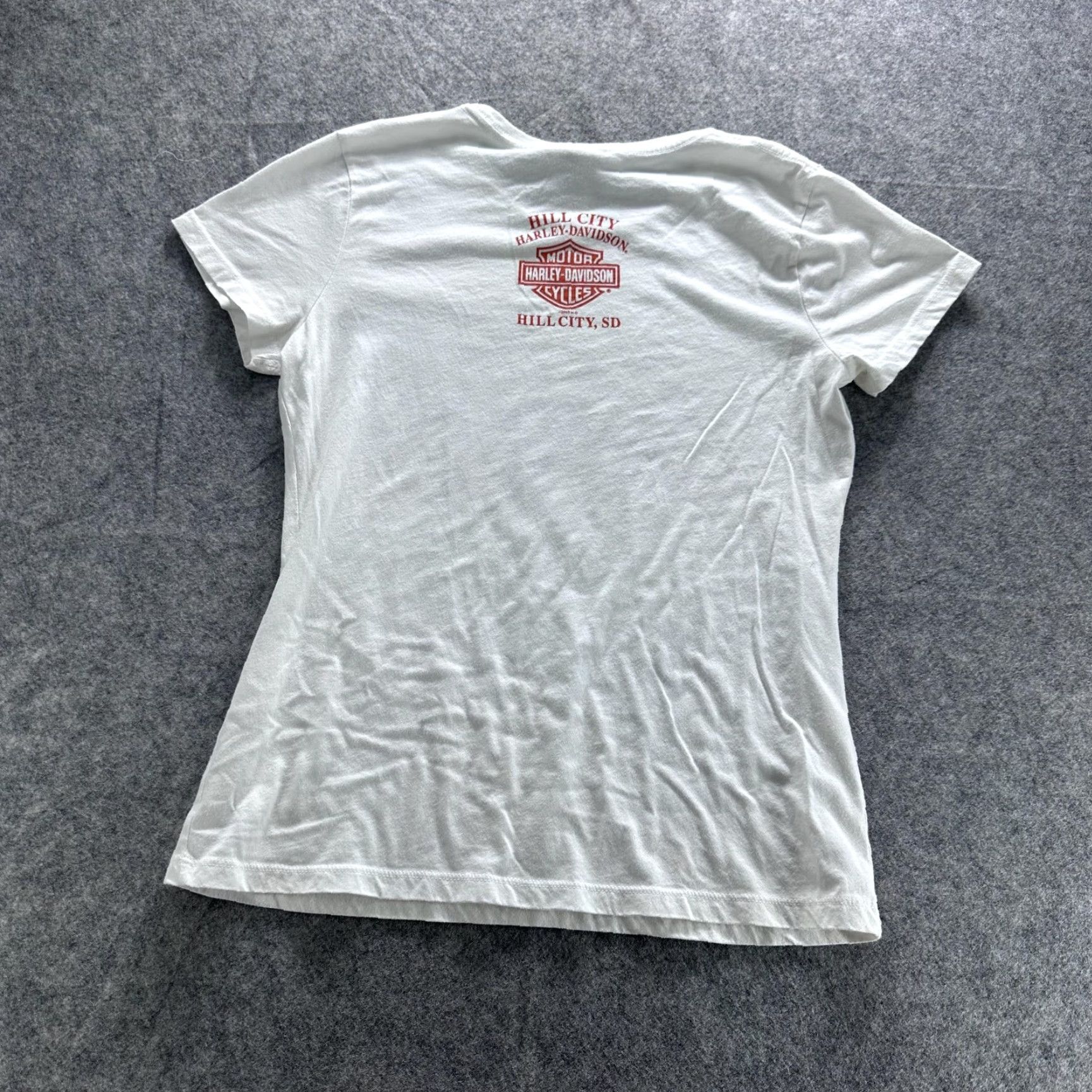 Harley Davidson Harley-Davidson Shirt Womens Large White Graphic Biker Made USA Hill City SD Size L / US 10 / IT 46 - 7 Thumbnail