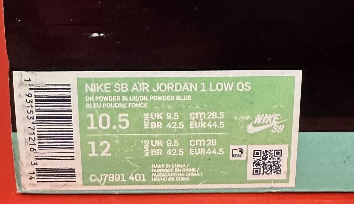 Jordan Brand Size 10.5 - Eric Koston x Air Jordan 1 SB Low Powder Blue Size US 10.5 / EU 43-44 - 8 Thumbnail