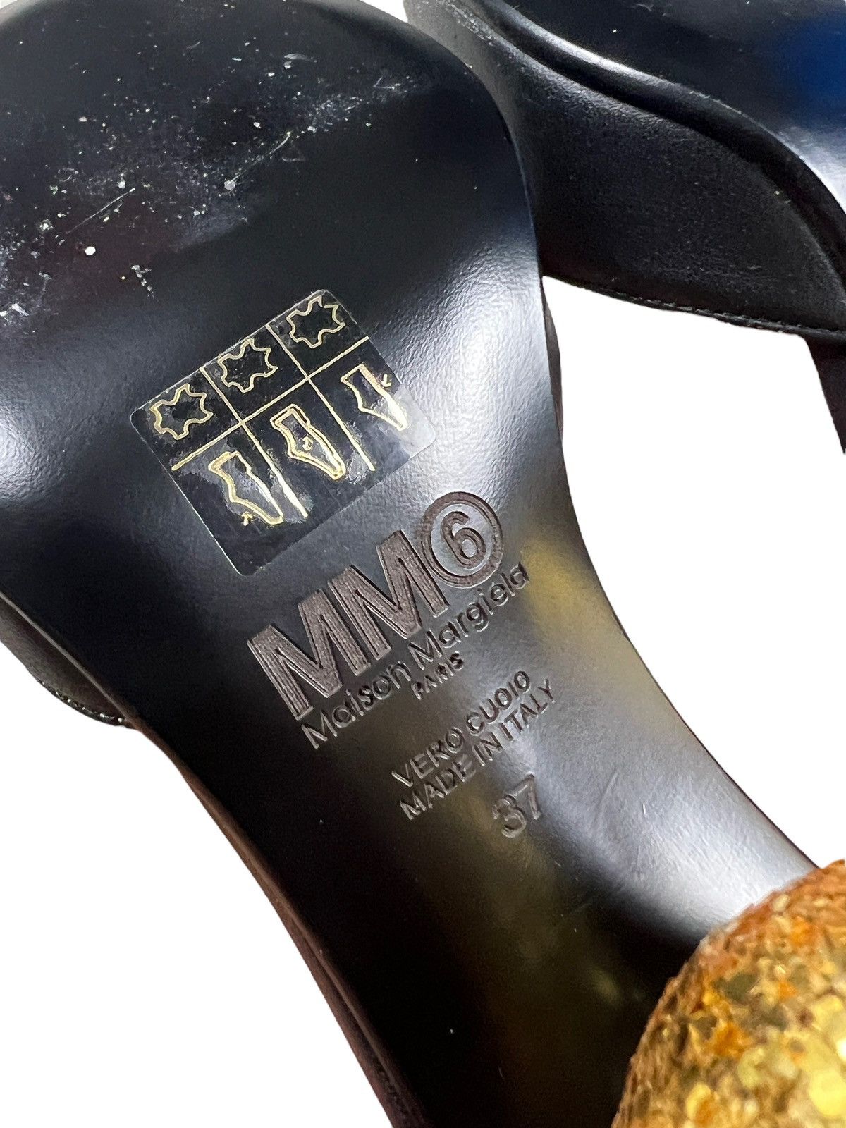 Maison Margiela Maison Margiela MM6 Black Leather Glitter Ball Heels Size US 7 / IT 37 - 16 Thumbnail