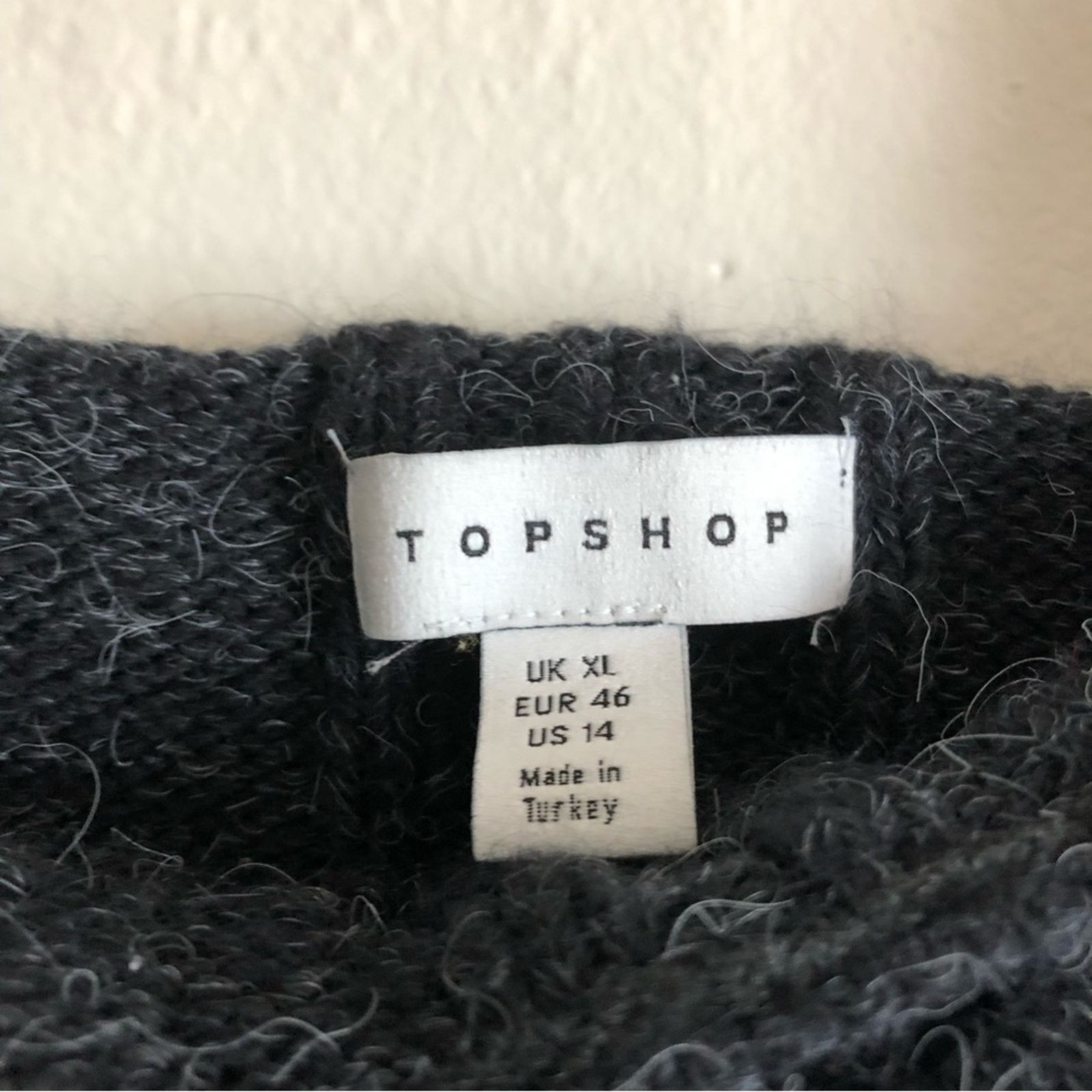 Topshop Topshop Cable Knit Open Back Ruffle Square Neck Gray Sweater Size XL / US 12-14 / IT 48-50 - 6 Thumbnail