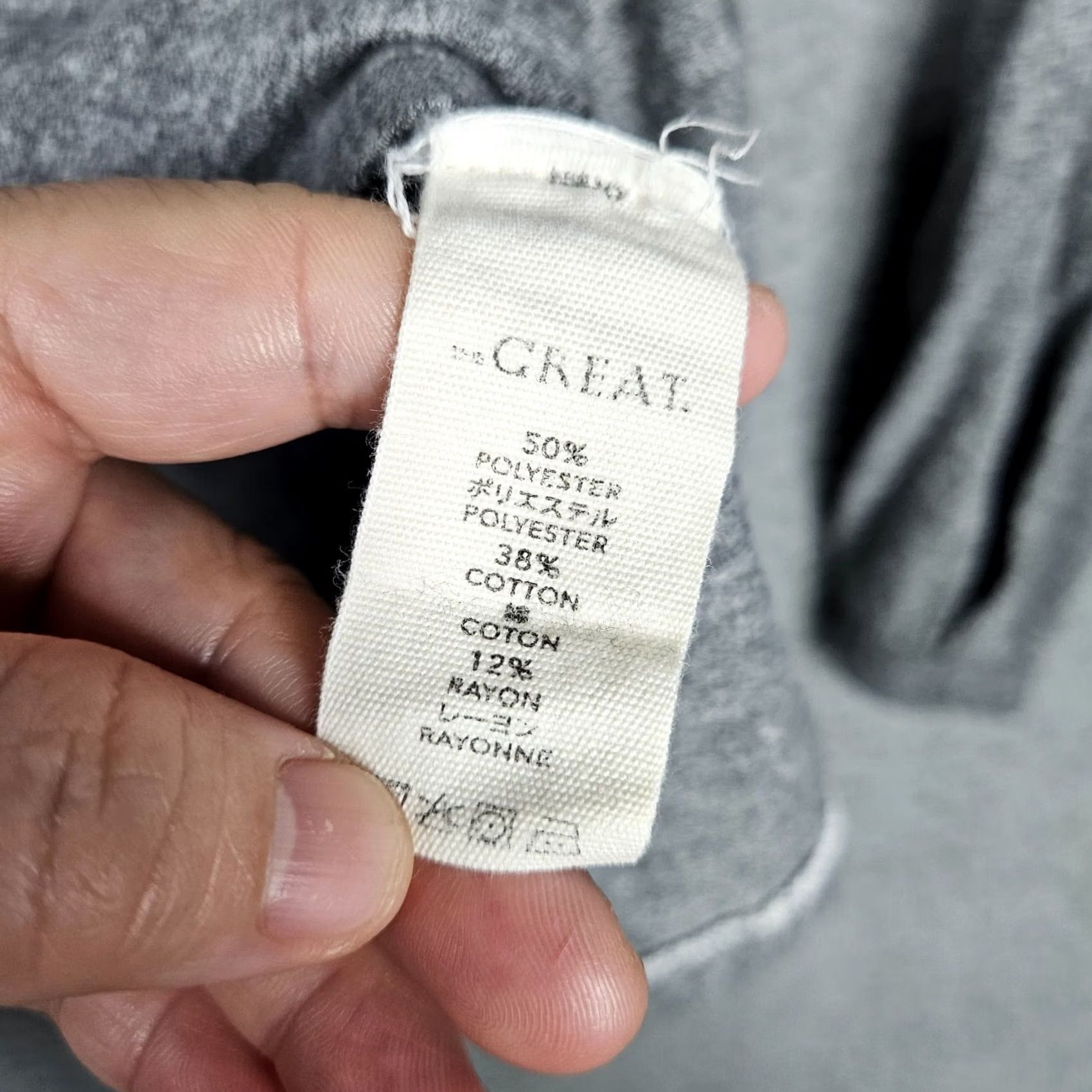 THE GREAT The Great Women’s T-Shirt Long Sleeve Gray Size 0 Regular Fit Casual Basic Cotton Blend Polyester Rayon Check Pictures Size XS / US 0-2 / IT 36-38 - 4 Thumbnail
