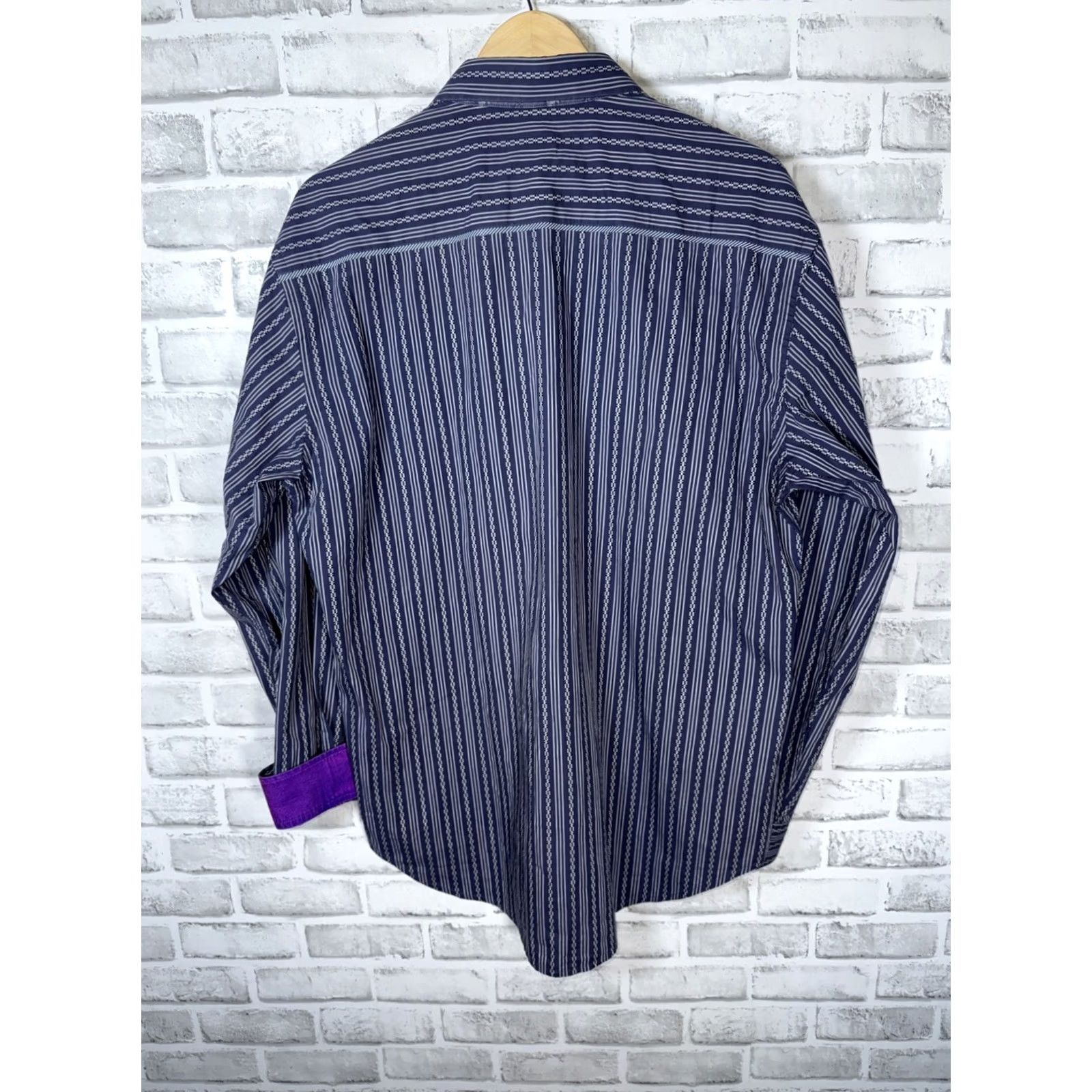 Robert Graham ROBERT GRAHAM Shirt Mens L Blue/Purple Striped Flip Cuff Size US L / EU 52-54 / 3 - 8 Thumbnail
