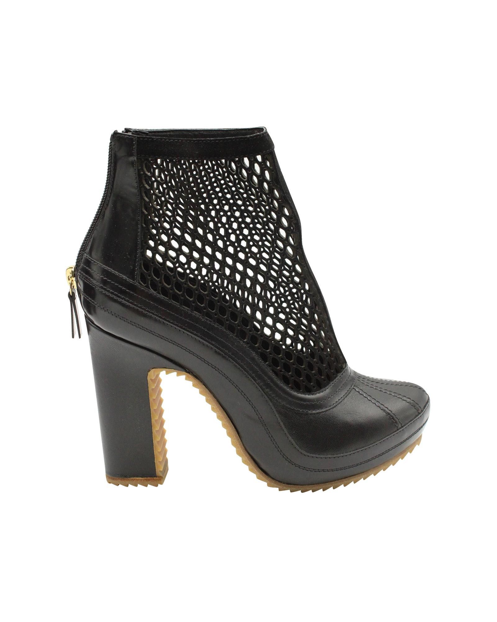 image of Sacai Mesh Ankle Boots In Black Leather, Women's (Size 7)