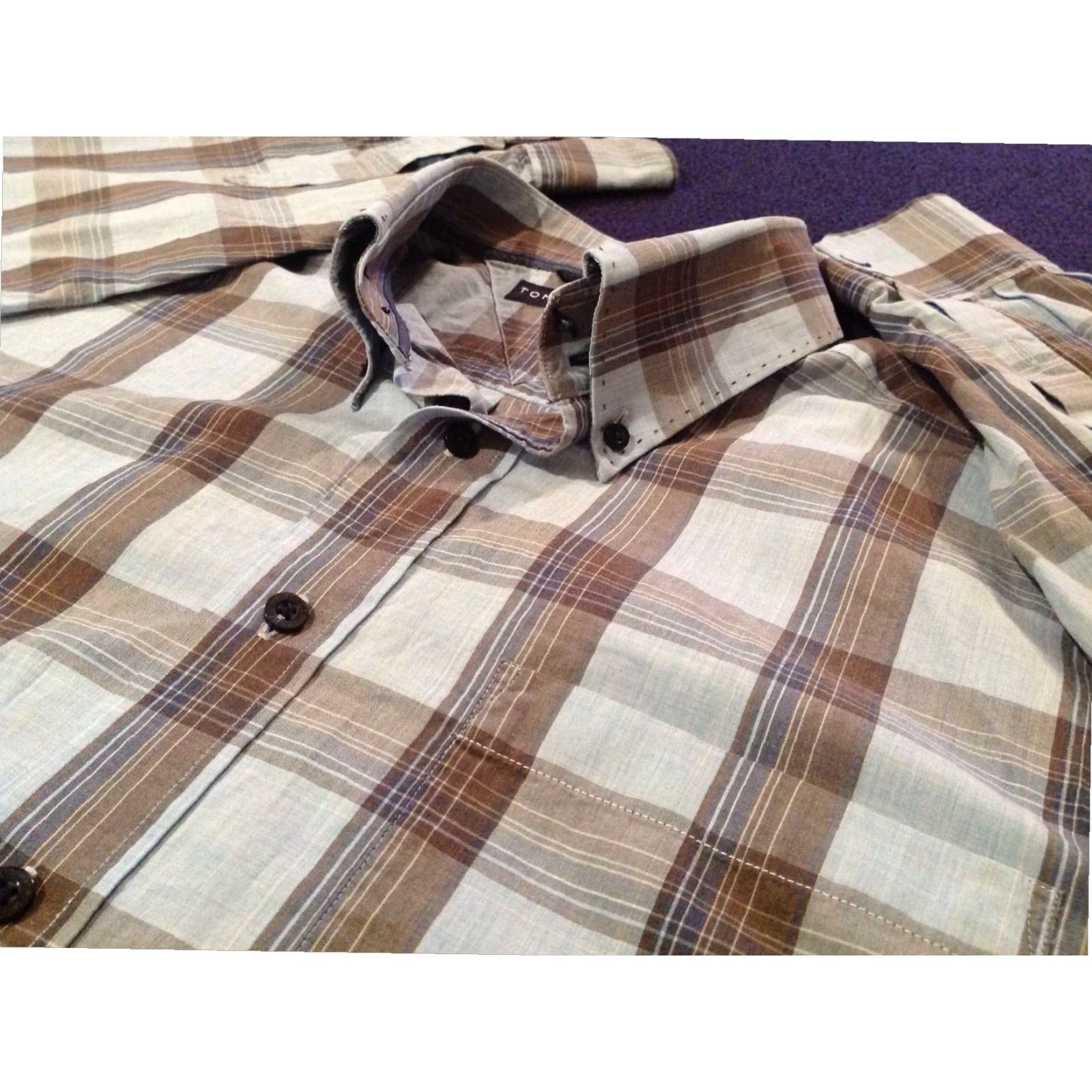 Tommy Hilfiger Tommy Hilfiger Plaid Button-Up Shirt Brown Blue Mens Large Size US L / EU 52-54 / 3 - 3 Thumbnail
