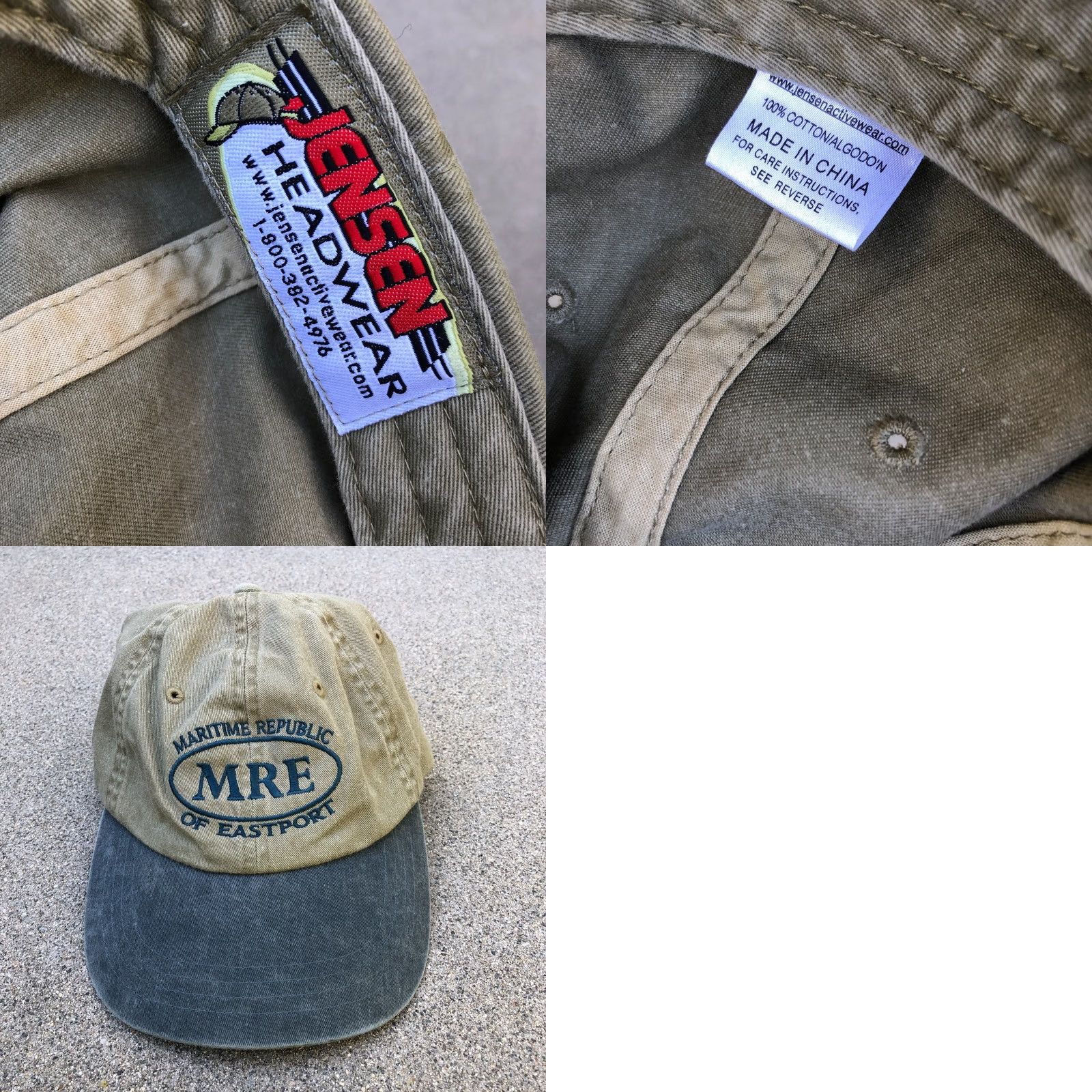 Vintage VINTAGE Jensen Headwear Maritime Republic of Eastport Hat Mens One Size Beige Baseball Cap Adjustable Cotton Cap Size ONE SIZE - 8 Thumbnail