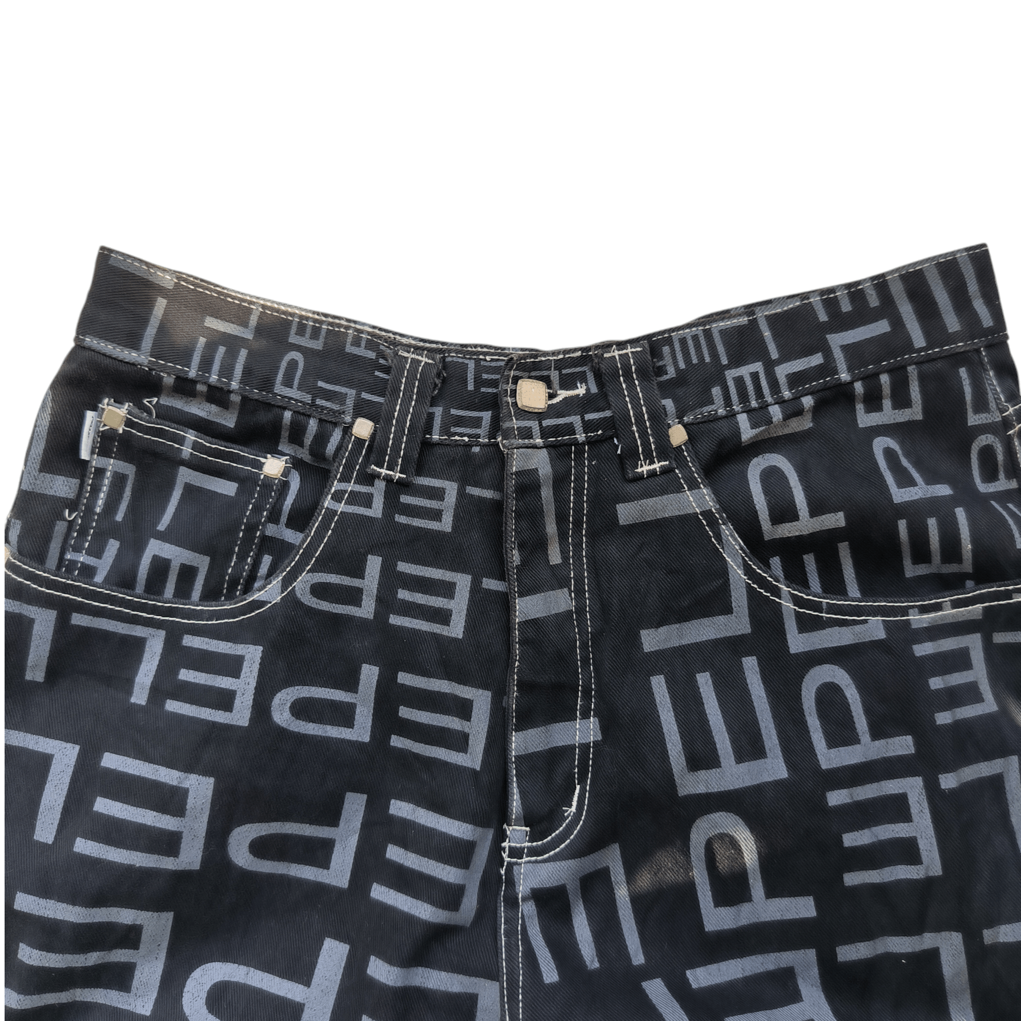 Pelle Pelle × Vintage Vintage Pelle Pelle Marc Buchanan Spell Out Baggy Jeans Size US 34 / EU 50 - 2 Thumbnail