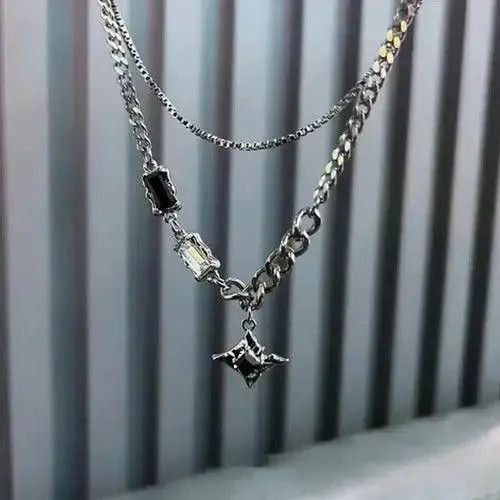 Jewelry Kahara x Anzai Zircon Star Double Layer Necklace Unisex Size ONE SIZE - 4 Thumbnail