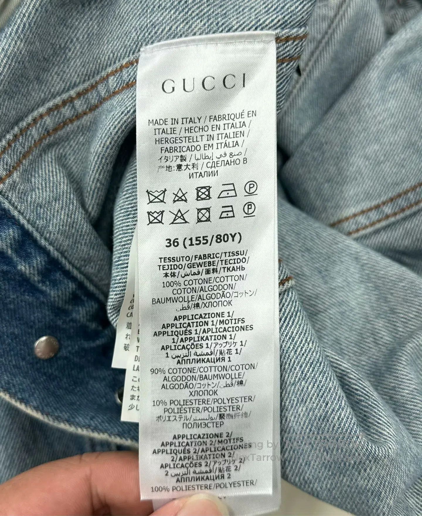 Gucci Guicci Blue Apple Embroidered Logo Denim Jacket| Size XS / US 0-2 / IT 36-38 - 4 Thumbnail