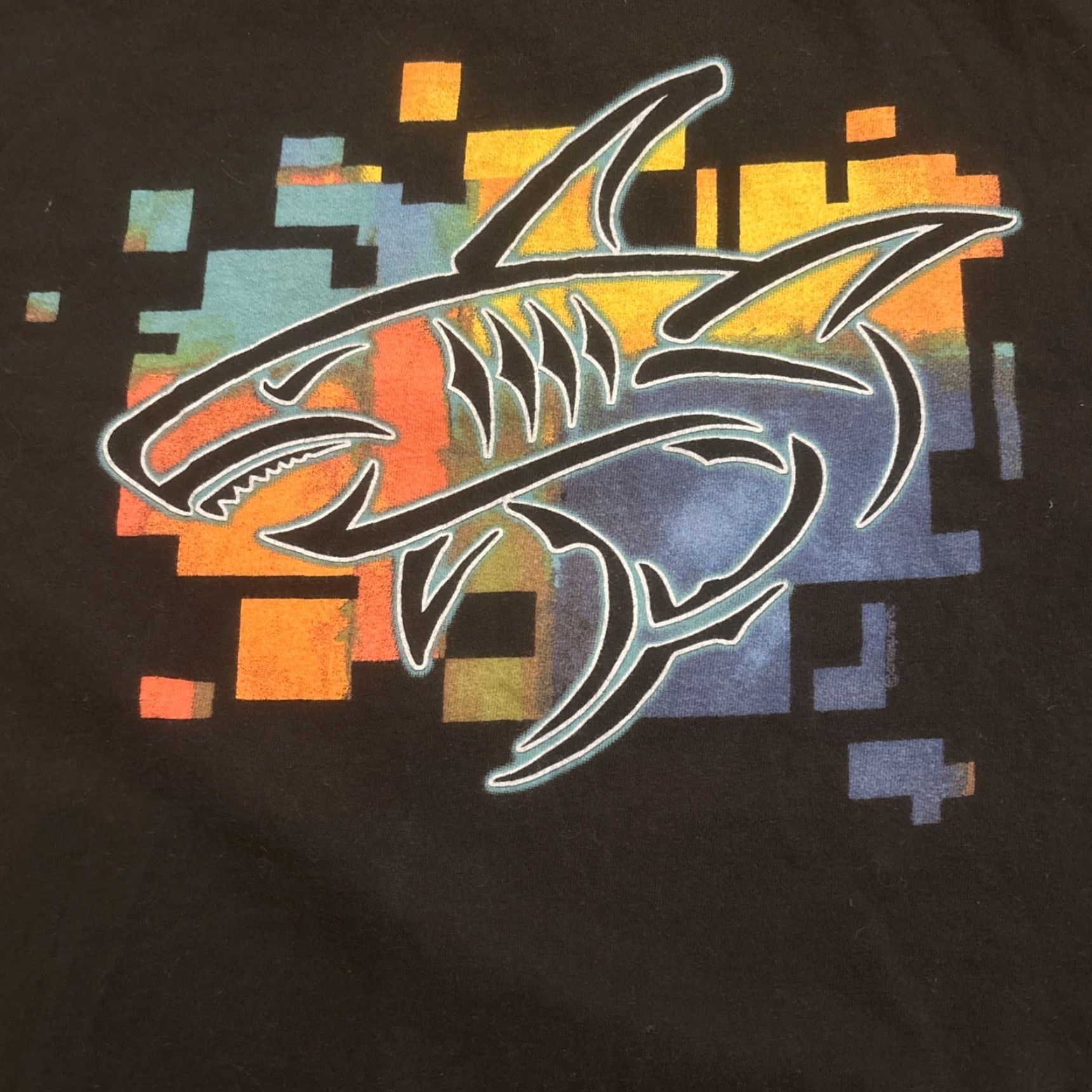 Vintage Crazy Shirts Hawaii Digital Shark T Shirt Size L Black Mens Regular T-Shirt Hawaii Beach Fish Shark Size US L / EU 52-54 / 3 - 7 Thumbnail