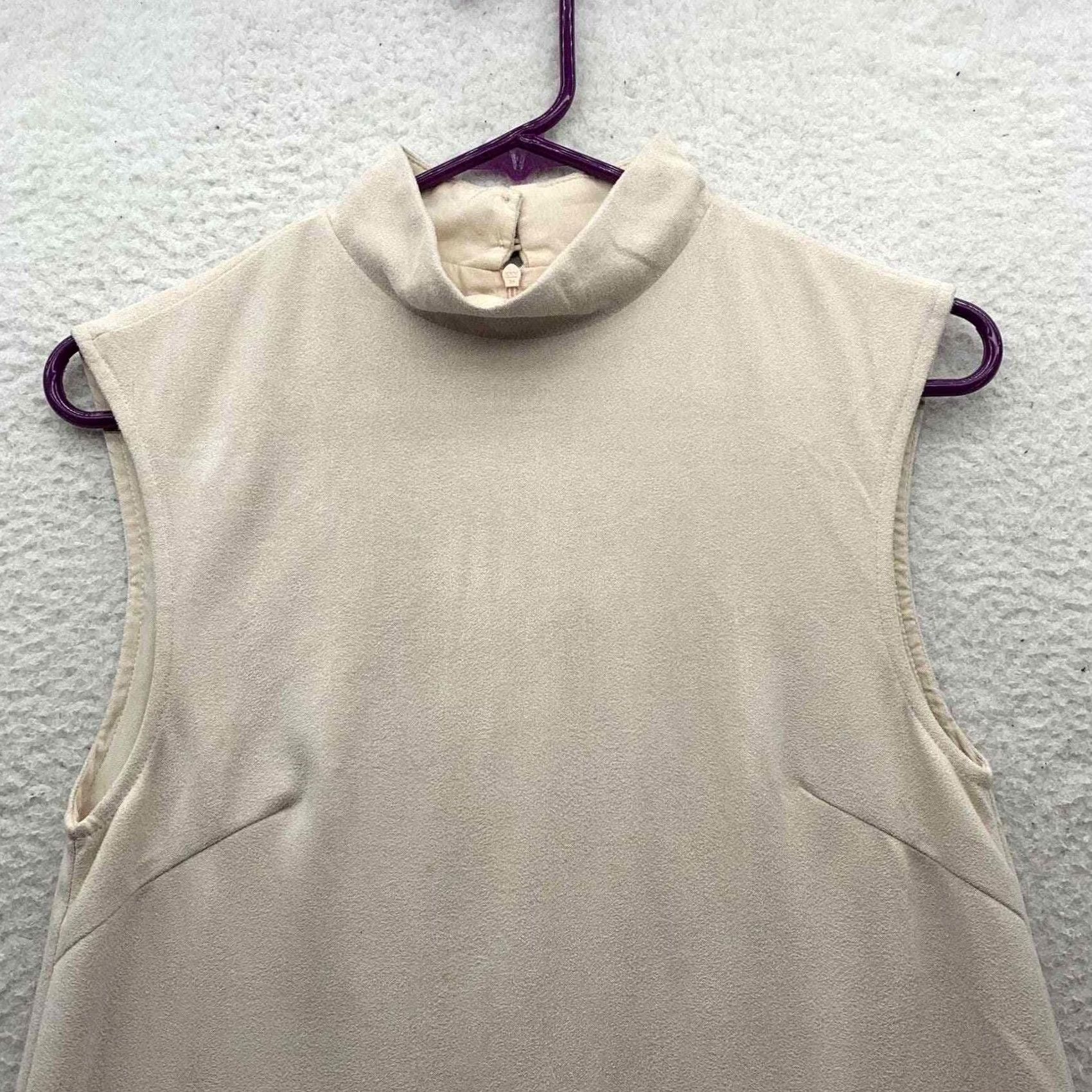 Vintage Free People Lenni Shift Dress Womens Small S Anthropologie Faux Suede Cream Size S / US 4 / IT 40 - 2 Thumbnail