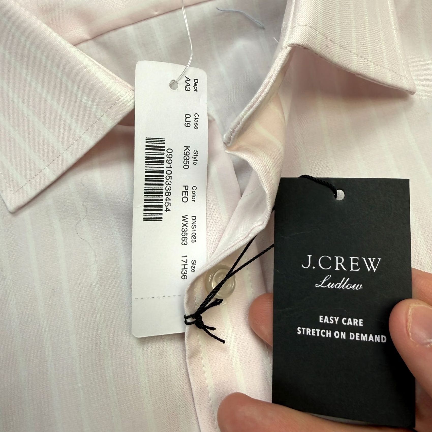 J.Crew J.CREW Dress Shirt Mens 17.5 Slim Pink Striped Ludlow Button Up Stretch Shirt Size 48R - 3 Thumbnail