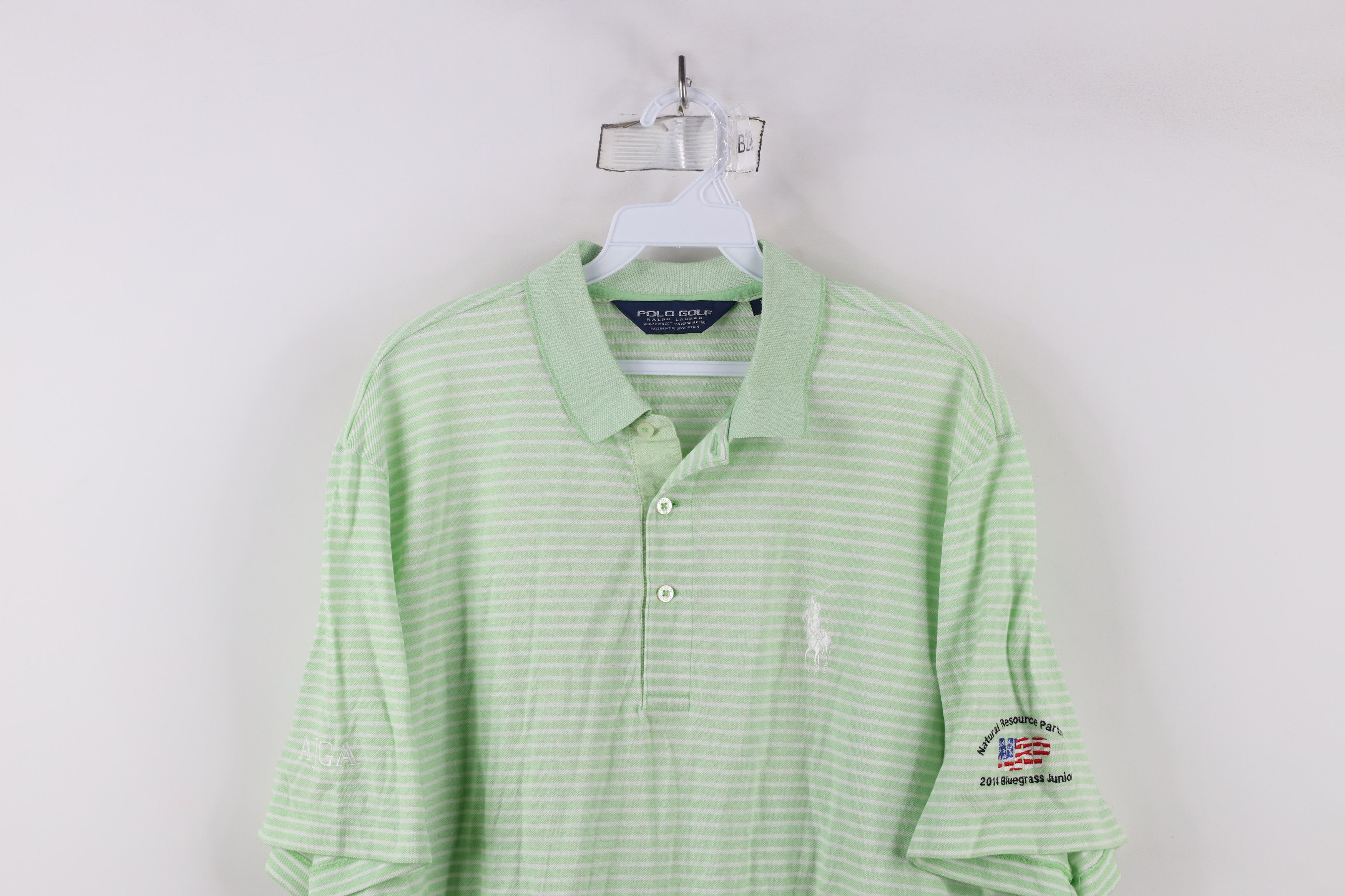 Ralph Lauren × Vintage Polo Golf Ralph Lauren Striped AJGA Bluegrass Junior Polo Size US L / EU 52-54 / 3 - 2 Thumbnail