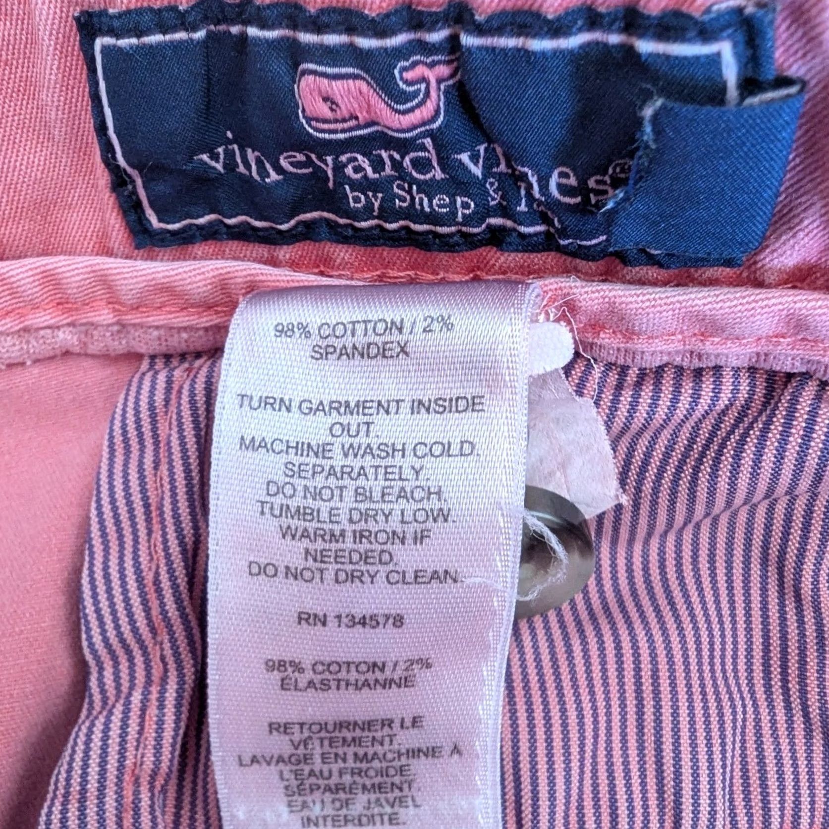 Vineyard Vines VINEYARD VINES Breaker Shorts Pink Salmon Cotton Stretch Chino Mens 38 Regular Mid Rise Knit 9in Inseam Zip Front Button Logo Pockets Solid Vintage No Size US 38 / EU 54 - 7 Thumbnail