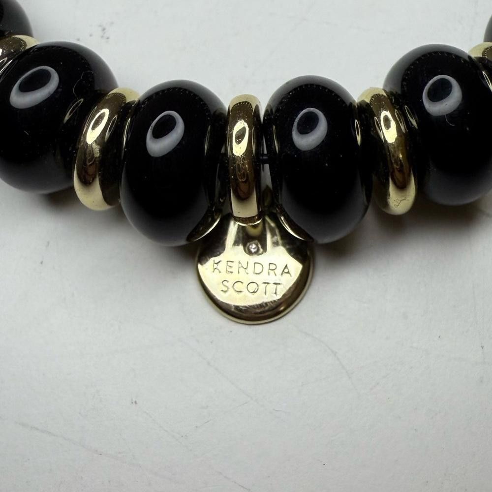 Designer Kendra Scott Rebecca Stretch Black Gold Beaded Bracelet Size ONE SIZE - 7 Thumbnail