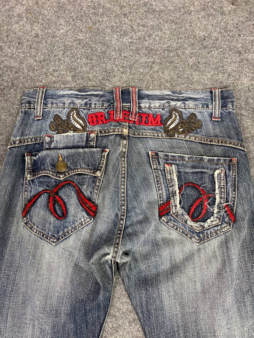 Japanese Brand japanese brand nice faded design denim Size US 33 - 3 Thumbnail
