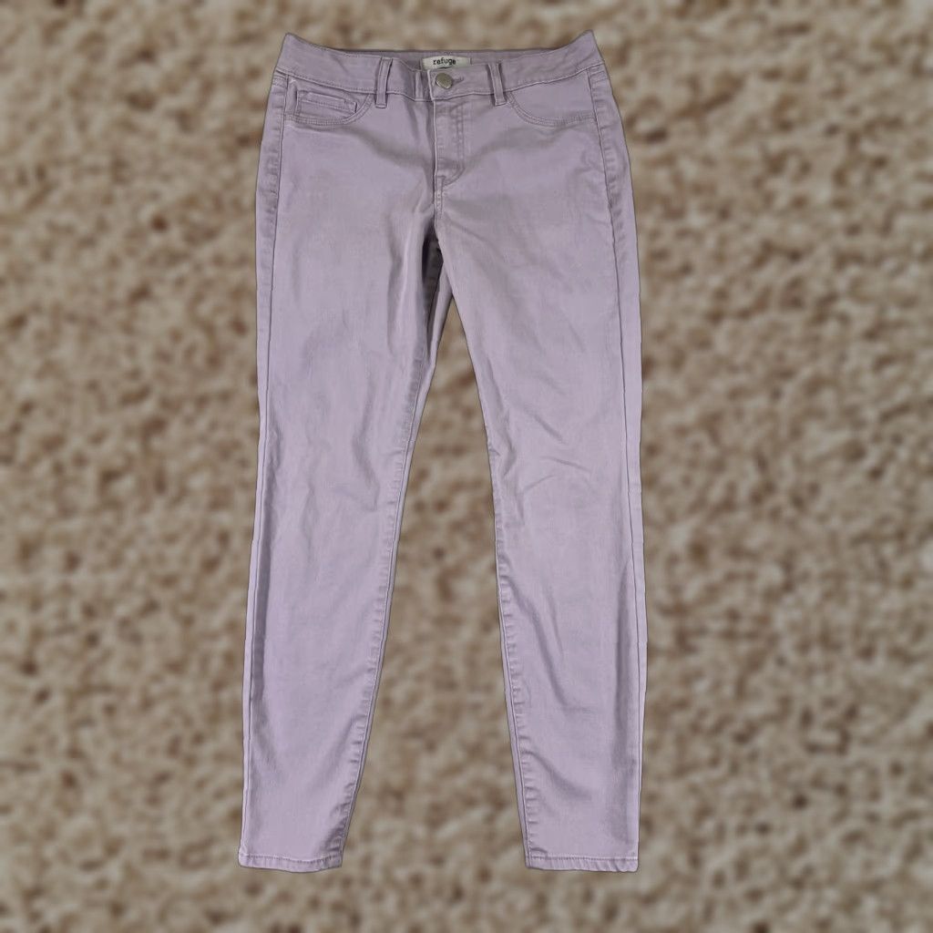 Vintage Refuge Jeans Womens 6 Purple Denim Skinny Low Rise 27x27 Cotton Blend 5-Pocket Embroidered Stretch Size 28" / US 6 / IT 42 - 1 Thumbnail
