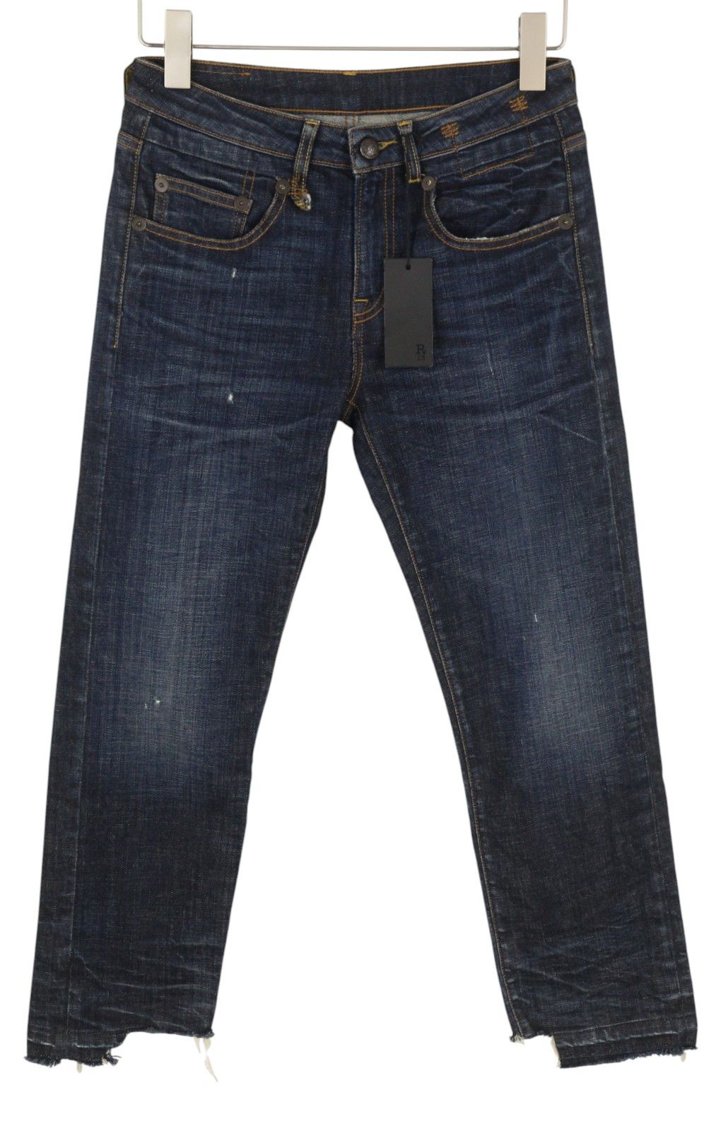 R13 BOY STRAIGHT 27 Howel Indigo Faded Distress Cropped 86239 Size 27" / US 4 / IT 40 - 2 Thumbnail