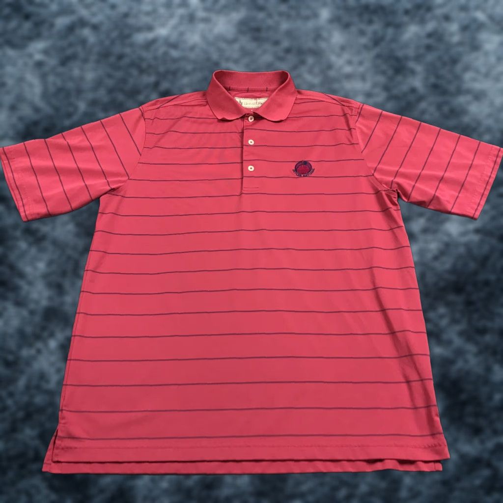 Vintage Donald Ross Polo Shirt Mens M Pink Striped Button Collar Short Sleeve Golf Shirt Size US M / EU 48-50 / 2 - 1 Thumbnail