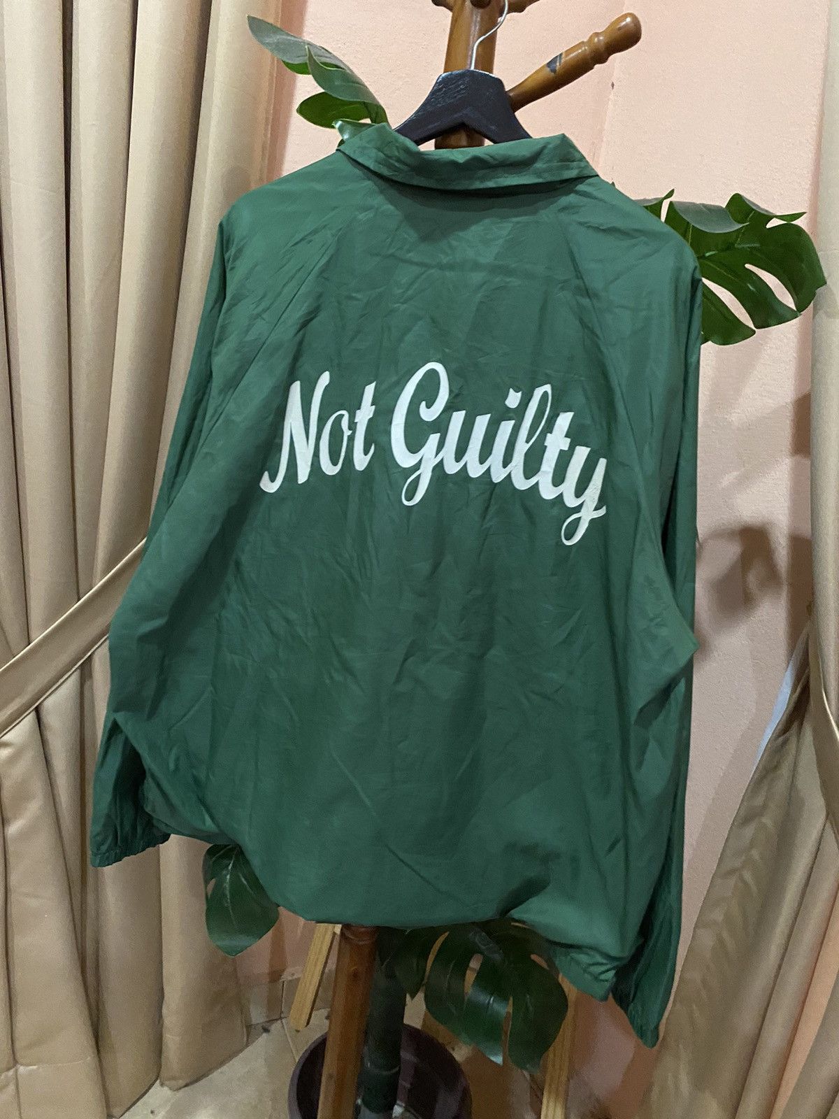 Vintage Vintage “Not Guilty” Green Cotton Jacket Statement Wear Size US XL / EU 56 / 4 - 2 Thumbnail