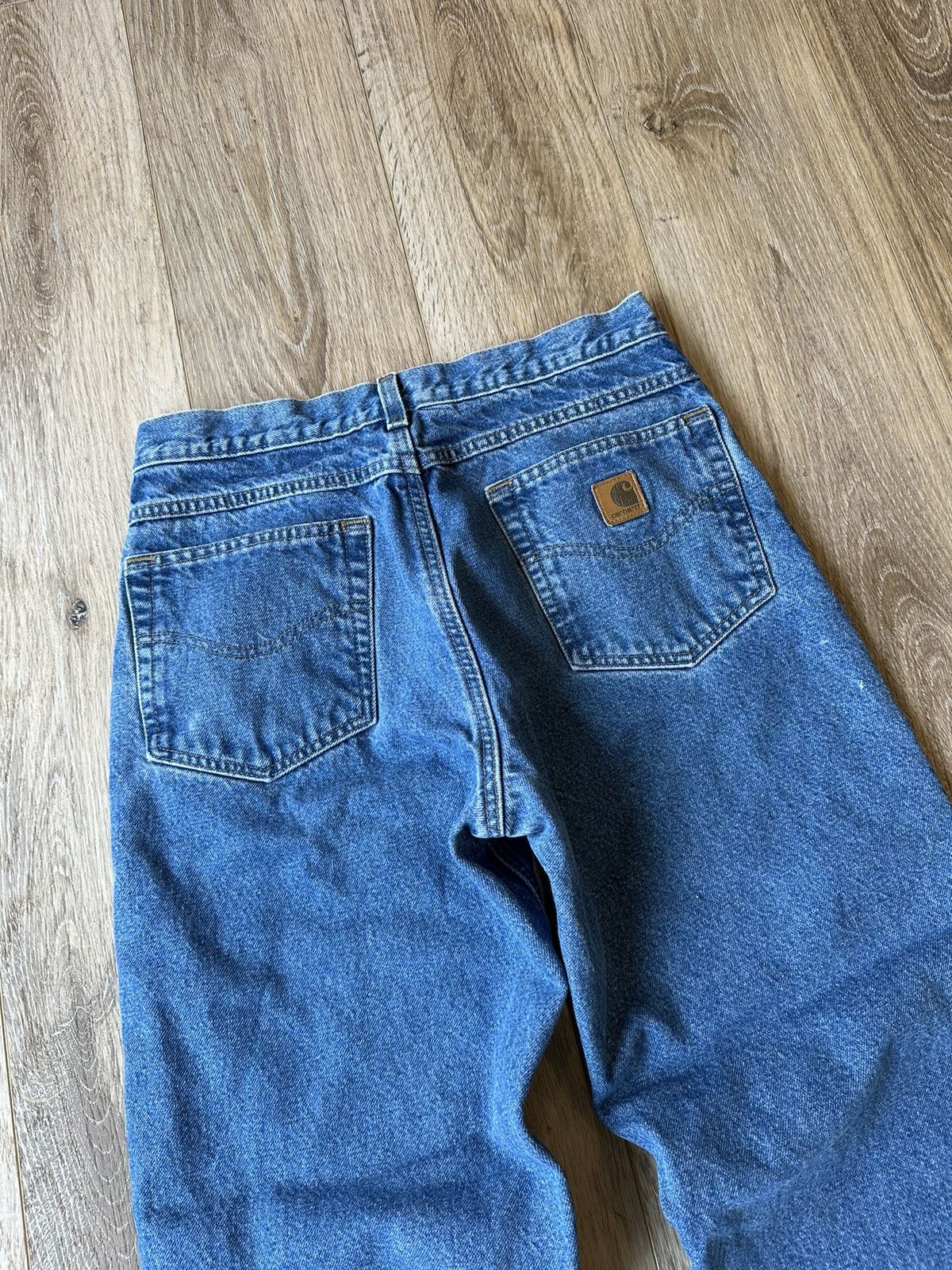 Carhartt × Vintage Vintage carhartt flannel lined denim blue jeans work pants Size US 31 - 5 Thumbnail