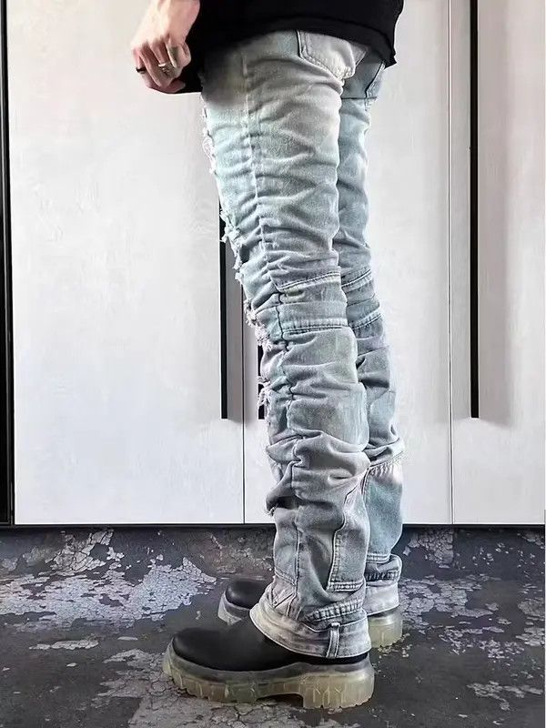 VIBE Vintage washed blue ripped pleated street hip hop jeans Size US 31 - 7 Thumbnail