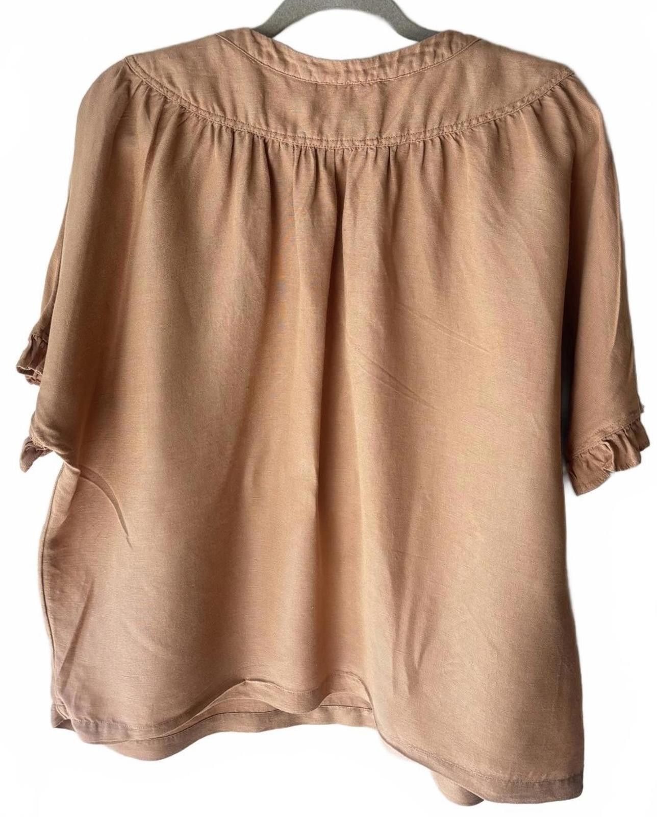 Anthropologie Anthropologie Peasant Blouse with Tassel Ties Size L / US 10 / IT 46 - 2 Thumbnail