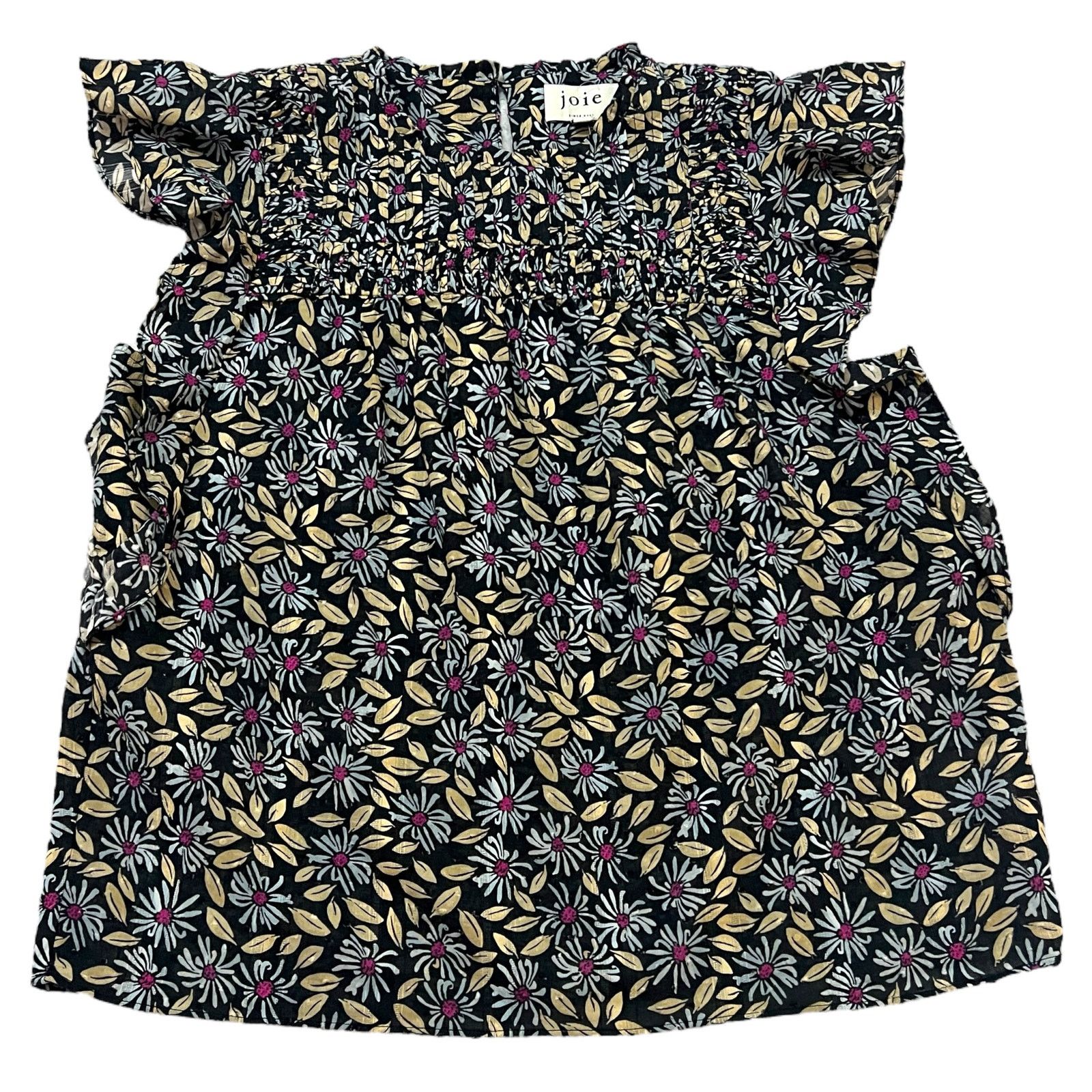Joie Isa Reut Ruffled Embroidery Dot Smocked Floral Blouse Size S / US 4 / IT 40 - 15 Thumbnail