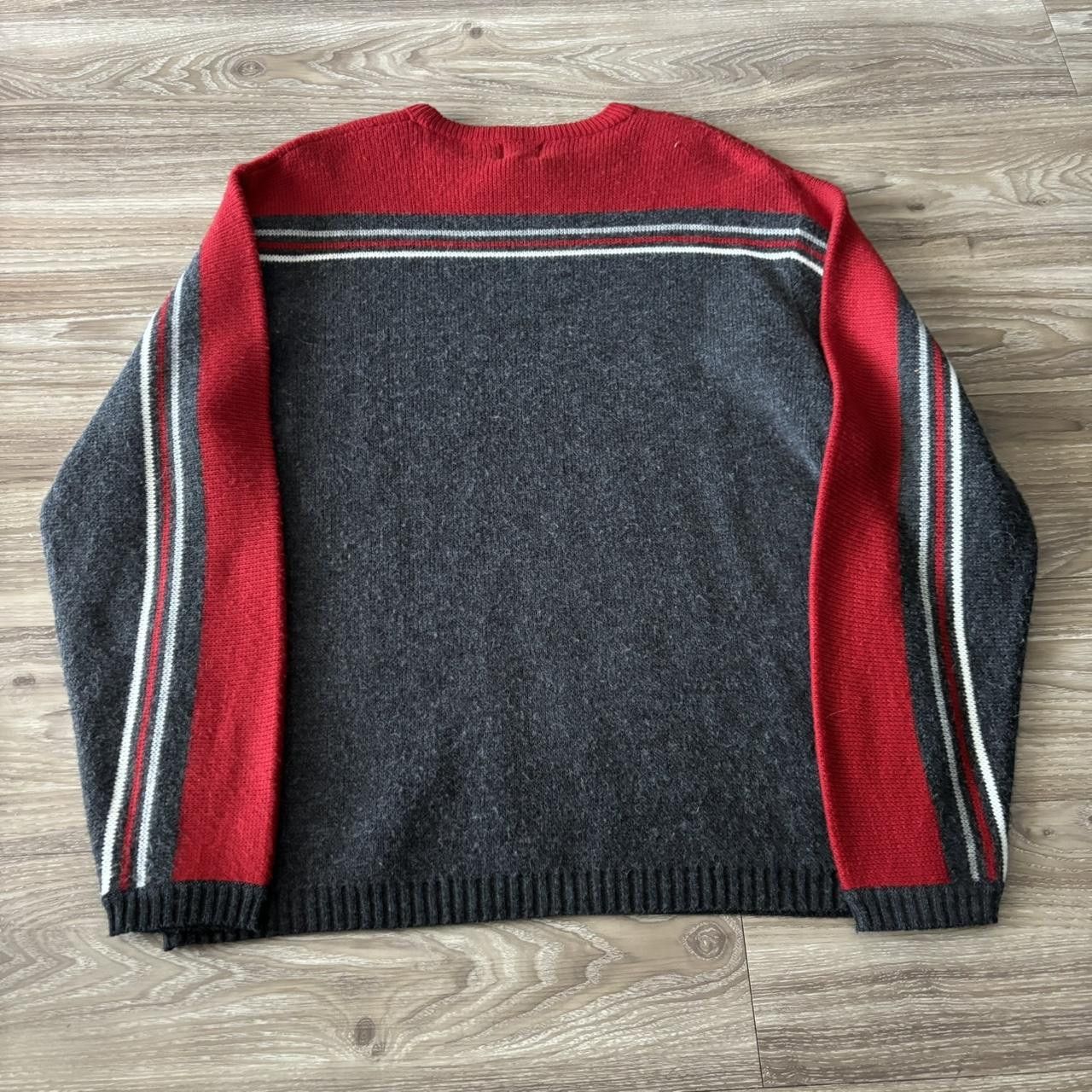Japanese Brand Crazy Vintage Y2K/2000s Grunge Grey Red Striped Skater Style Sweater! Size XL Size US L / EU 52-54 / 3 - 5 Thumbnail