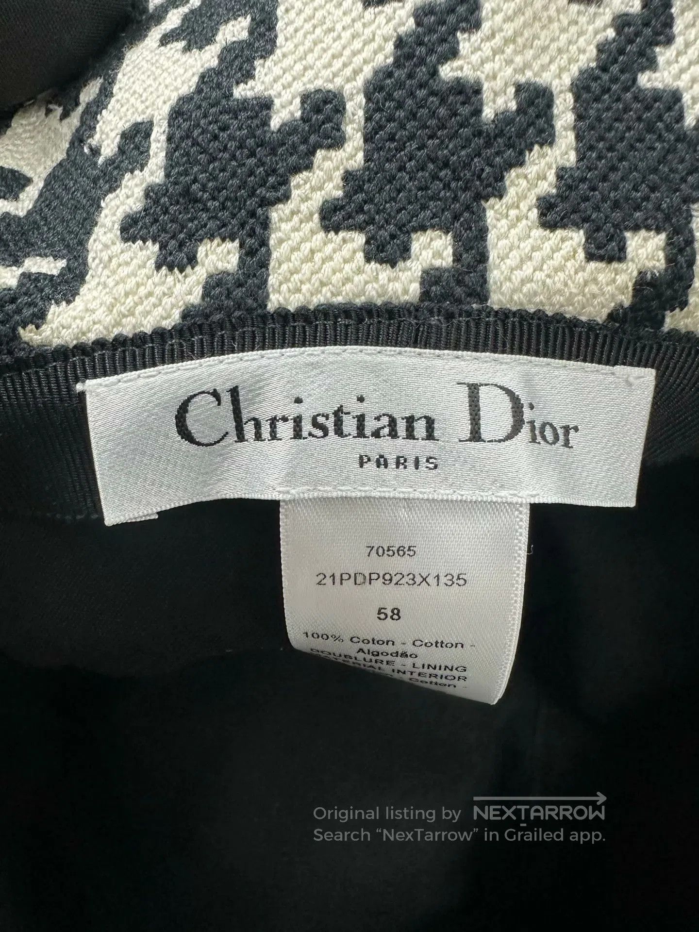 Dior Dior size 58 Black and White Plaid Bird Check Embroidered Size ONE SIZE - 4 Thumbnail