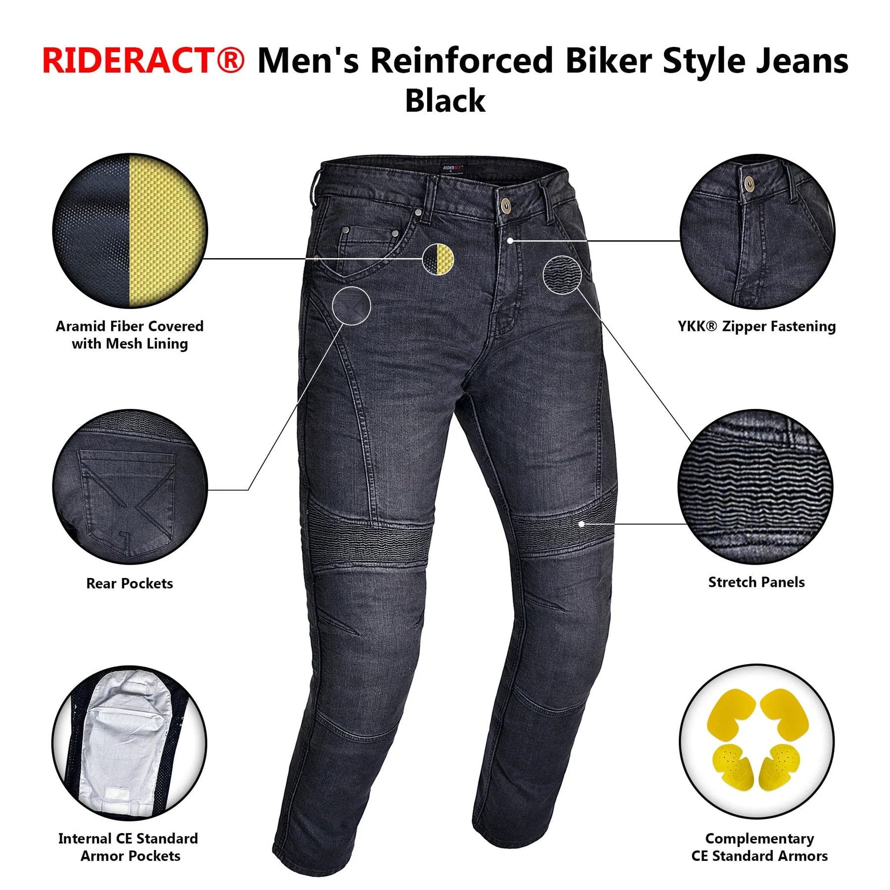 Other Men's Reinforced Bikers Jeans Motorbike Pants Black Size US 34 / EU 50 - 5 Thumbnail
