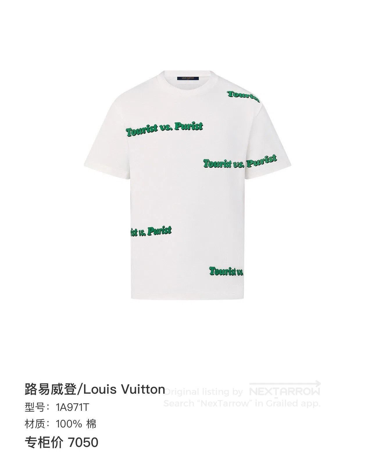 Louis Vuitton LV White Letter Print Crewneck T-shirt. Size US L / EU 52-54 / 3 - 8 Thumbnail