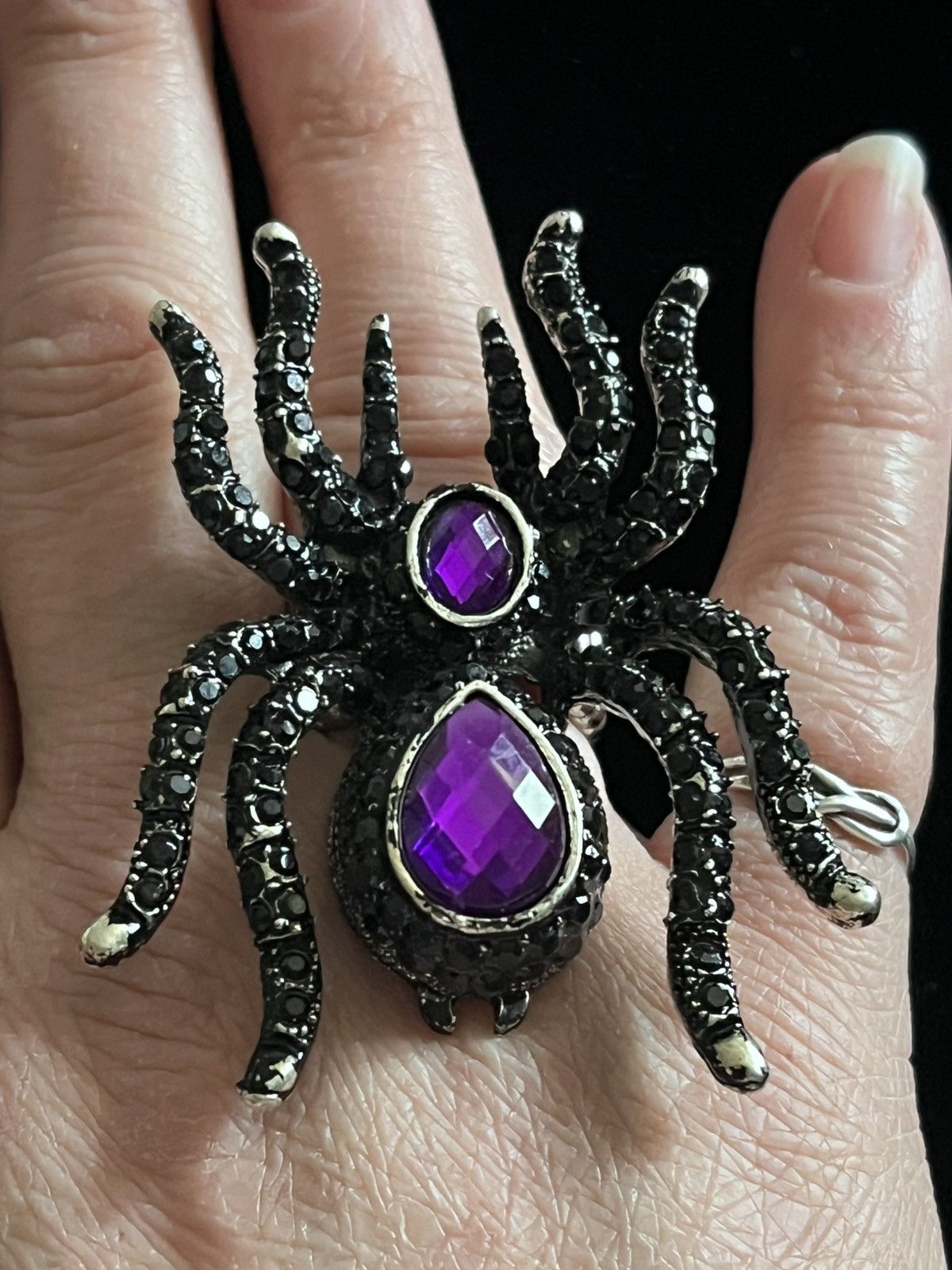 Other Gothic Purple Gem Spider Statement Ring Size ONE SIZE - 1 Thumbnail