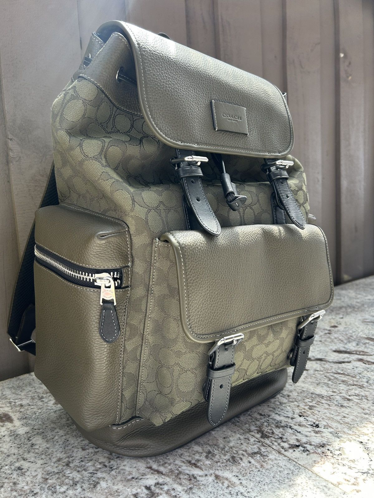 Coach COACH Leather Backpack Daypack CE523 Signature Pattern Size ONE SIZE - 15 Thumbnail