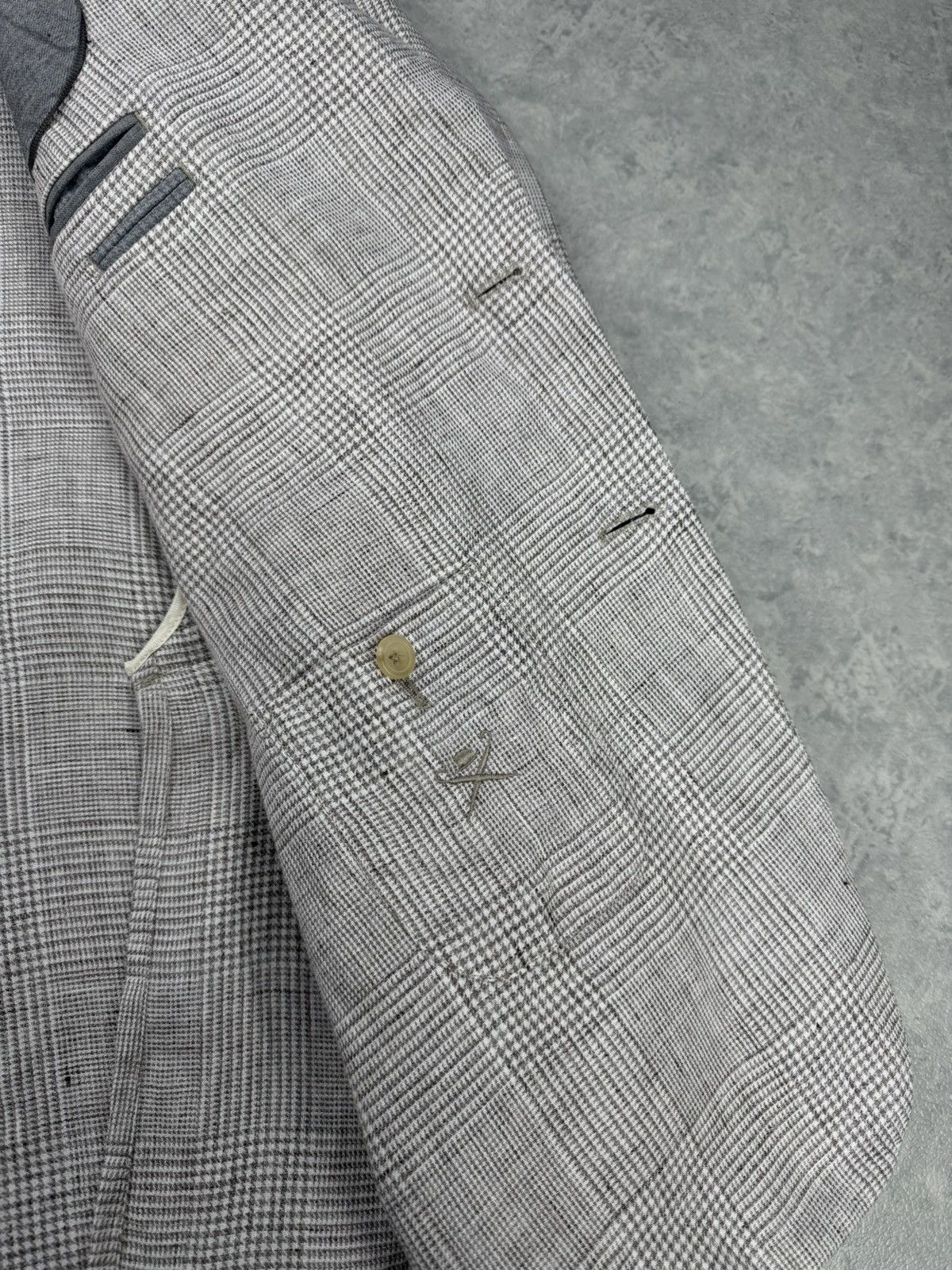 Hackett Hackett Mayfair Linen Blazer Glencheck 48R Beige Size 48R - 8 Thumbnail
