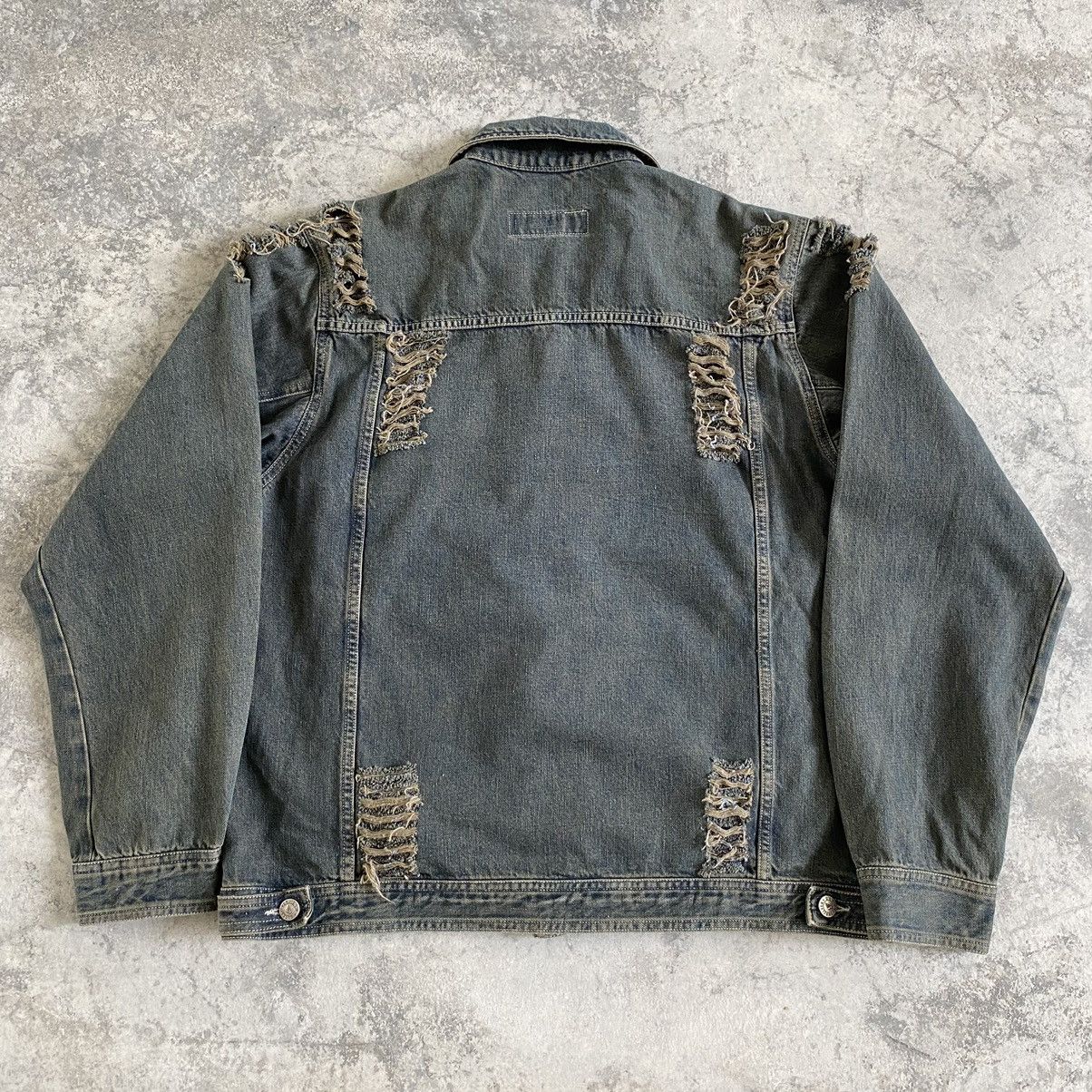 Quicksilver Vintage Quicksilver Distressed Mud Washed Denim Jacket Size US M / EU 48-50 / 2 - 12 Thumbnail