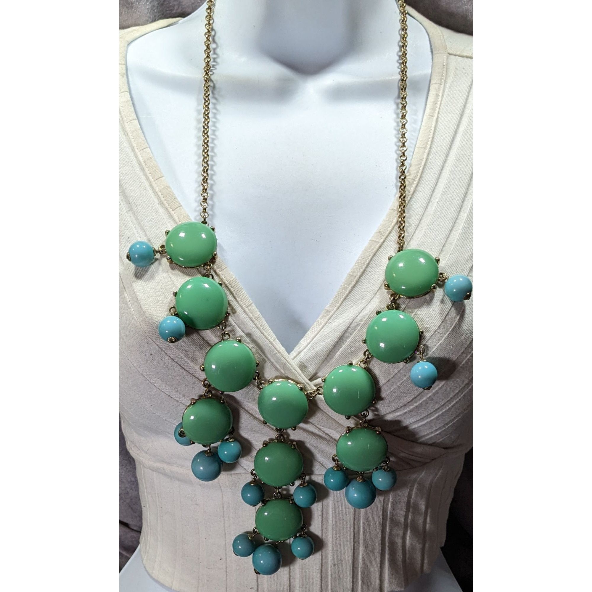 J.Crew J. Crew Y2K Preppy Green And Blue Statement Necklace Size ONE SIZE - 4 Thumbnail
