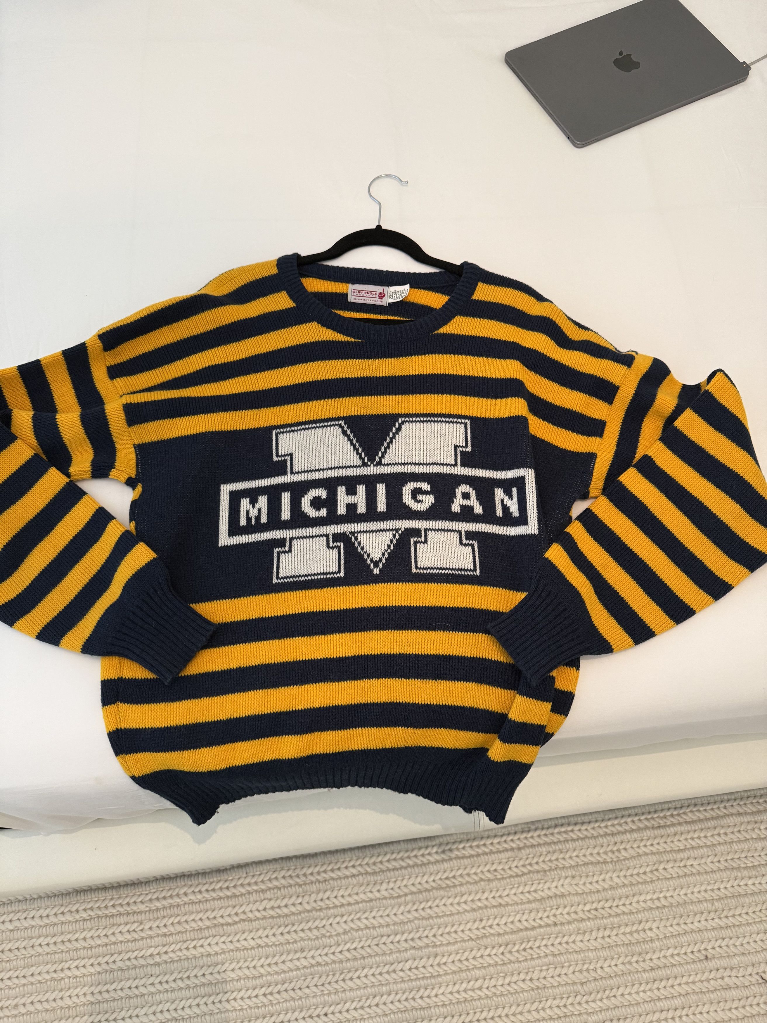 Vintage Michigan Striped Sweater Size L / US 10 / IT 46 - 1 Thumbnail