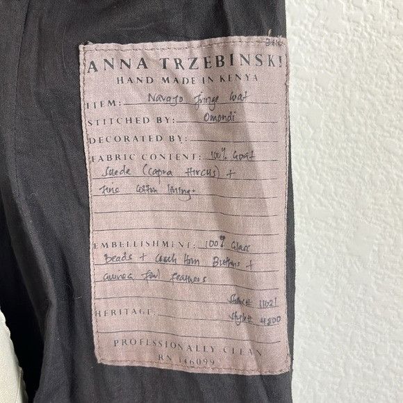 Designer × Handmade × Vintage Anna Trzebinski Navajo Sueded Beaded Fringe Leather Black Du Size M / US 6-8 / IT 42-44 - 12 Thumbnail