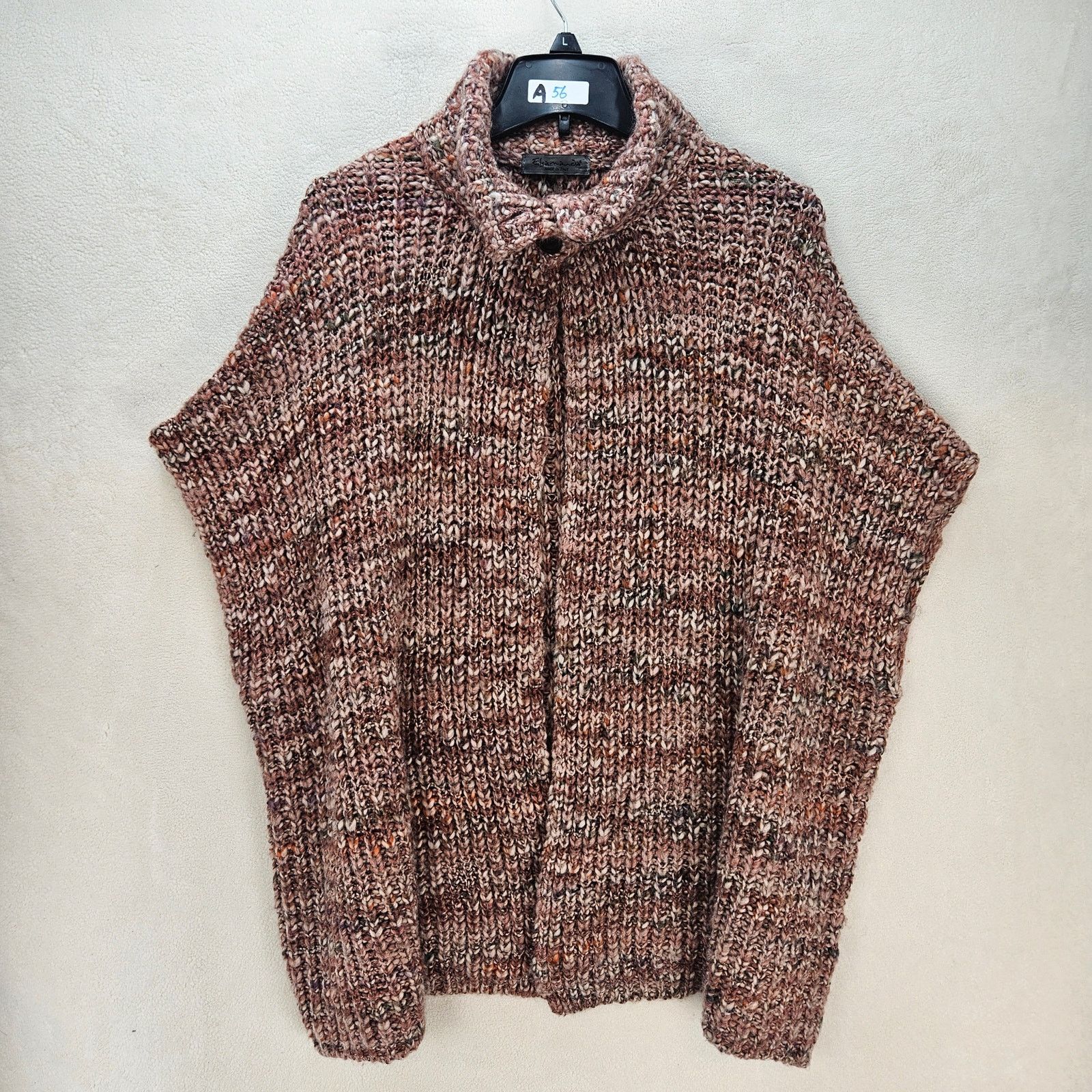 Other ELSAMANDA ITALY 25% WOOL KNIT CAPE BROWN MARLED ONE SIZE Size ONE SIZE - 1 Thumbnail