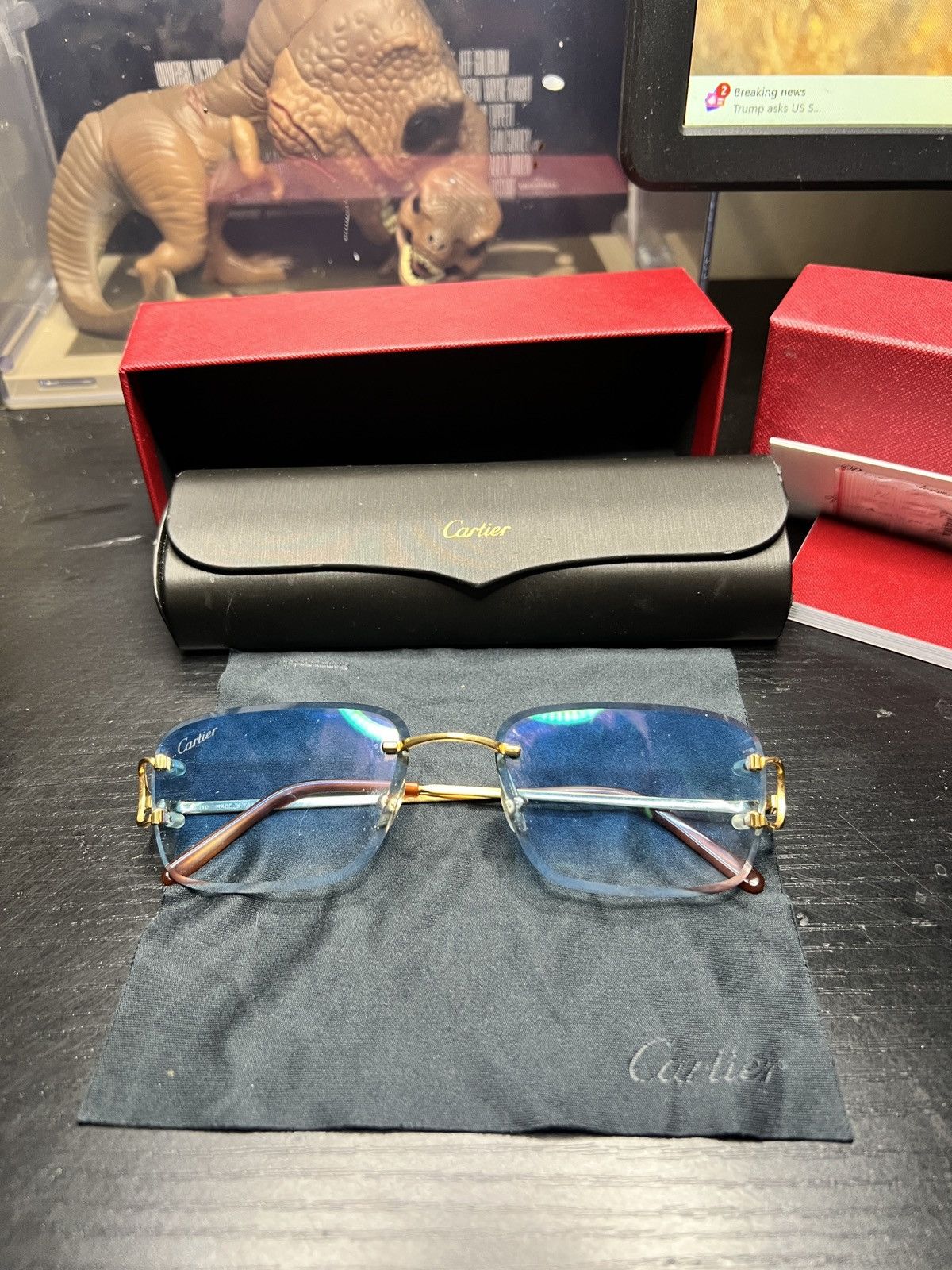 Cartier cartier c de sunglasses rimless glasses blue two tone18kGold Size 36 - 9 Thumbnail