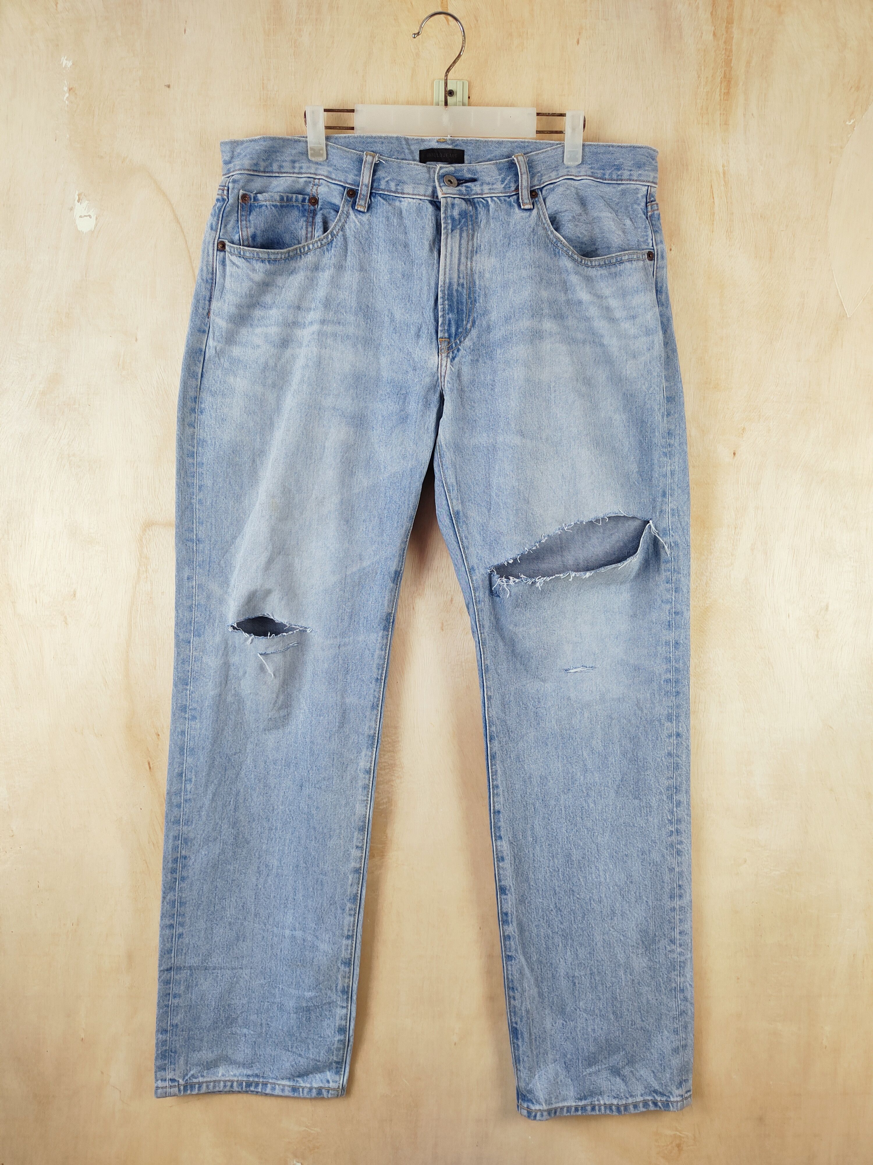 Japanese Brand Uniqlo Blue Distressed Ripped Jeans #S2657 Size US 38 / EU 54 - 1 Thumbnail