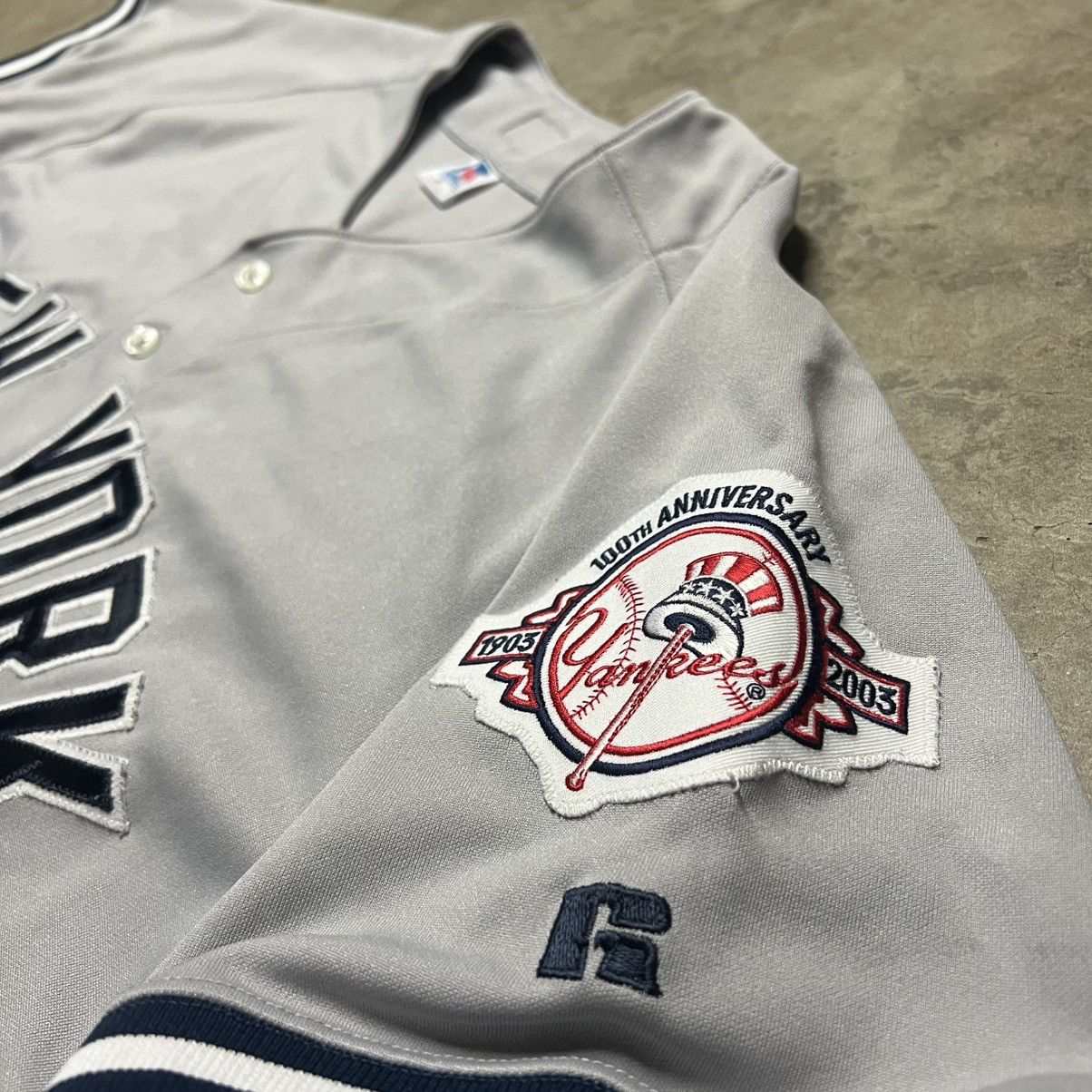 MLB × Russell Athletic × Vintage Vintage 2003 MLB 🇺🇸 New York Yankees GREEN #25 Jersey Size US XL / EU 56 / 4 - 3 Thumbnail