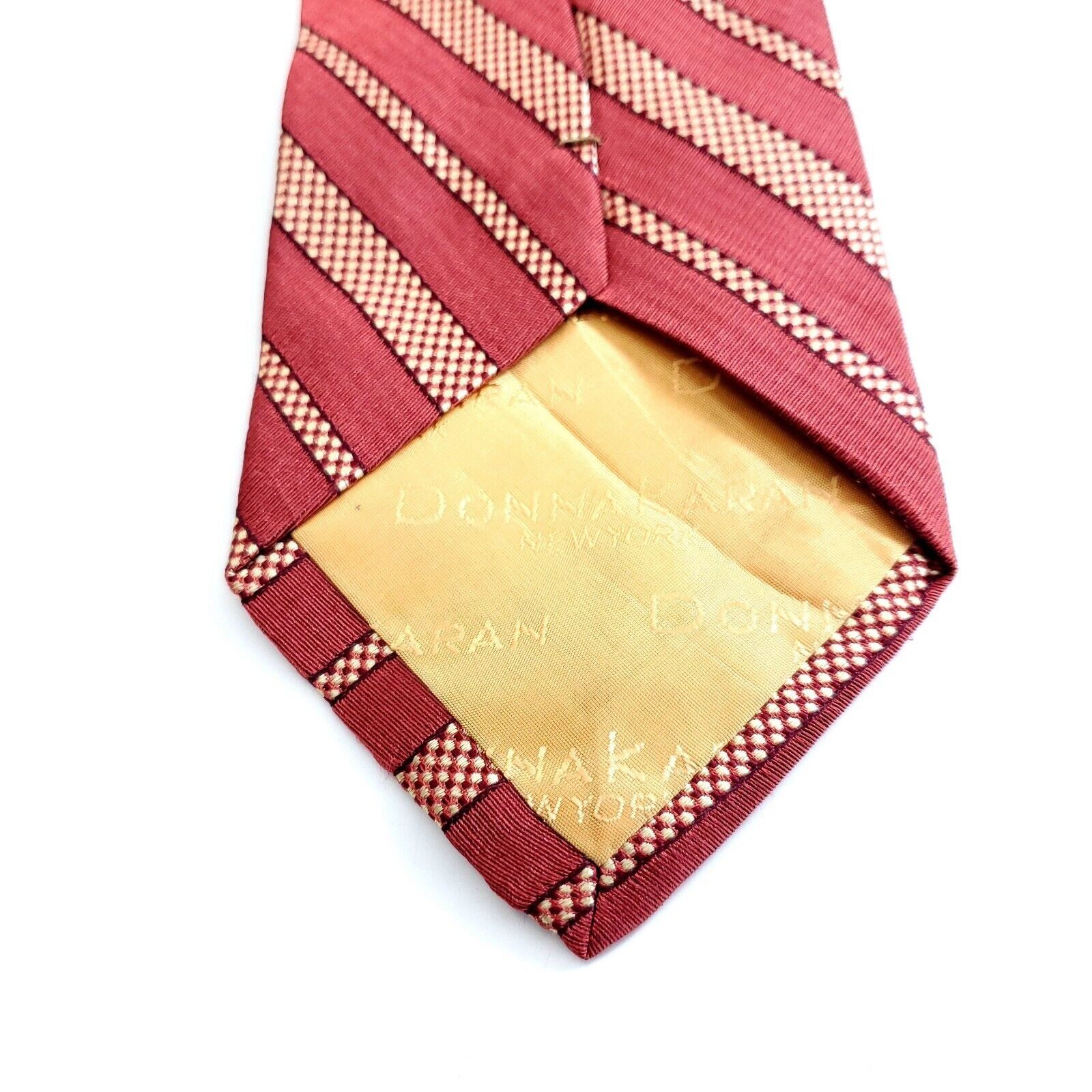 Donna Karan Donna Karan Signature Red Woven Striped Wide Silk Tie Size ONE SIZE - 4 Thumbnail