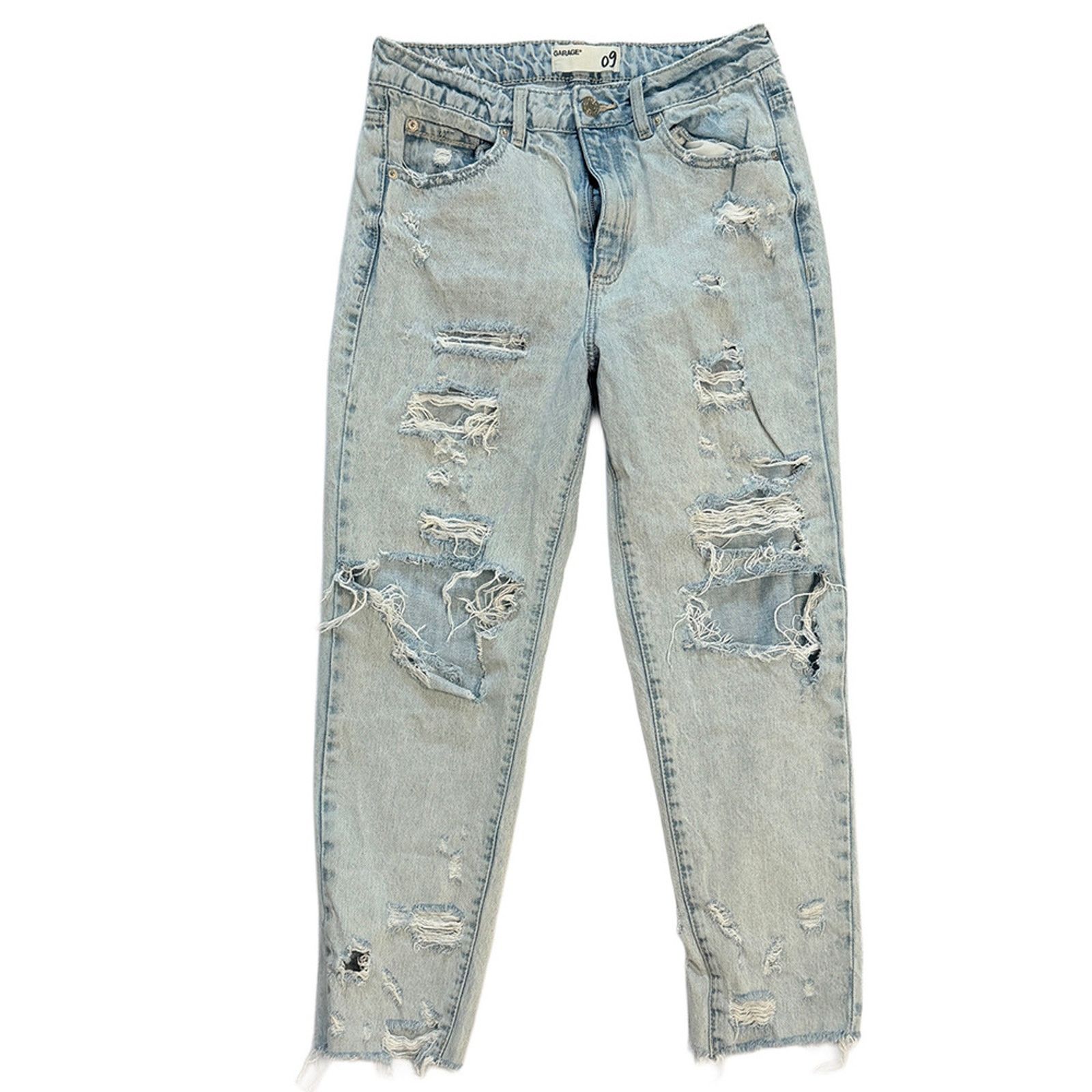 Garage Light Wash High-Waisted Destroyed Mom Jeans in Blue Size 26" / US 2 / IT 38 - 1 Thumbnail