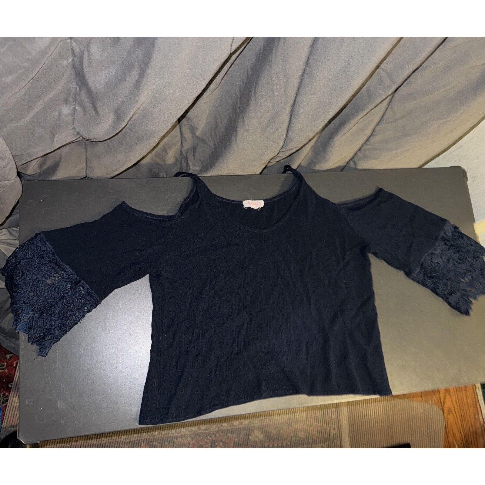 Other Agaci Womens Large Blouse Shirt Top Blue Cold Shoulder Pullo Size L / US 10 / IT 46 - 1 Thumbnail