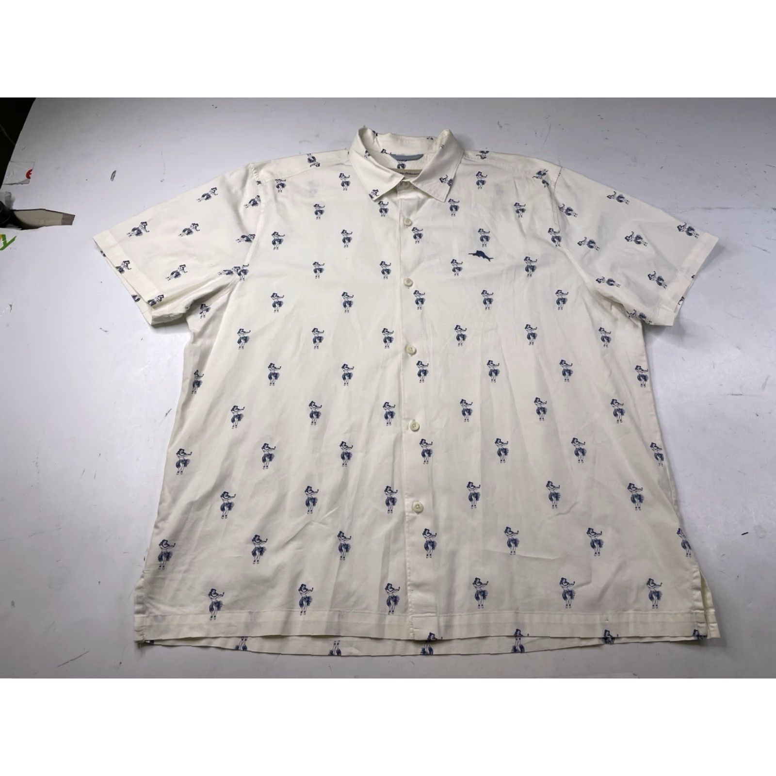 Tommy Bahama Tommy Bahama Shirt Mens XL White Hula Girl All Over Print Hawaiian Button Up Short Sleeve Casual Button-Up Size US XL / EU 56 / 4 - 2 Thumbnail